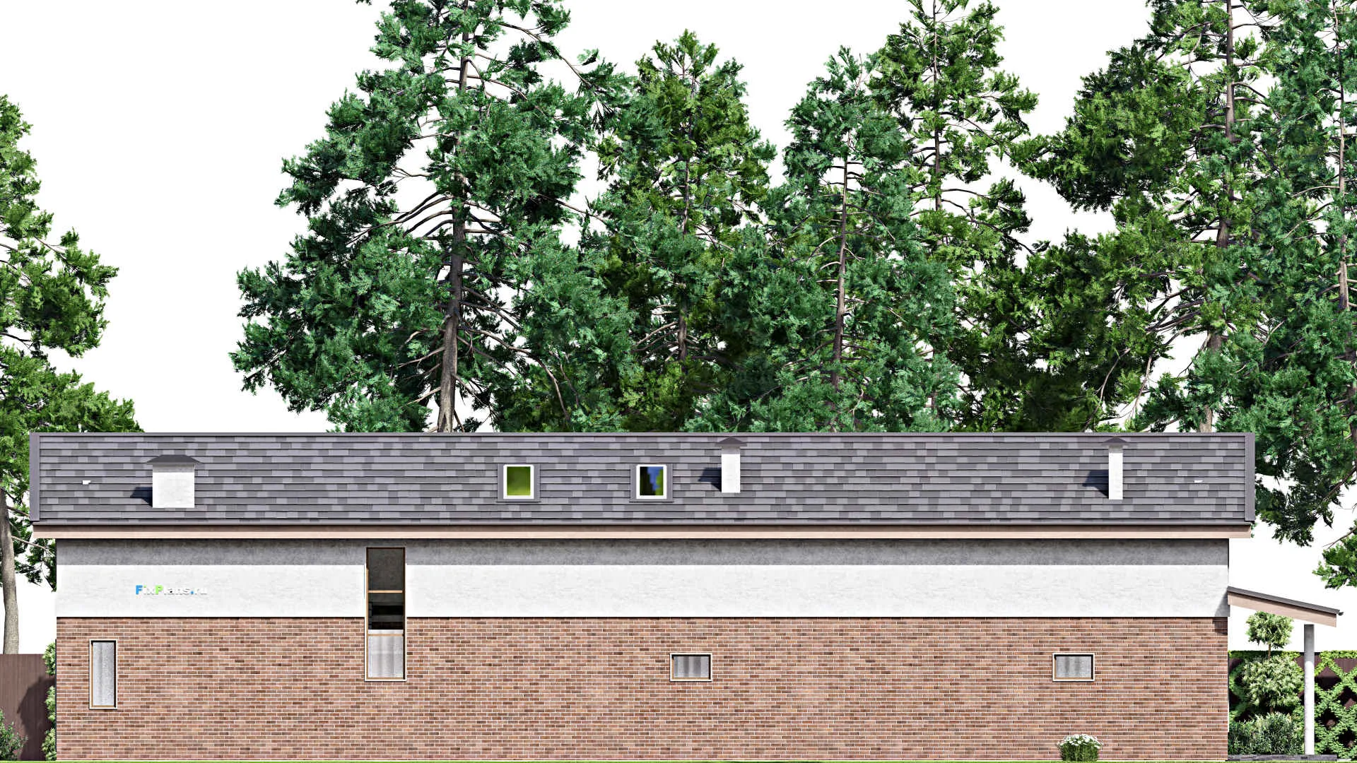 F-10817 - Проект дома с мансардой 9 на 28, площадью 290 м² с террасой, баней и 4 спальнями