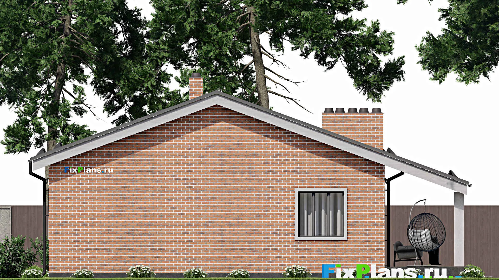 F-4301 - План одноэтажного дома 11 на 13, площадью 140 м² с террасой и 3 спальнями