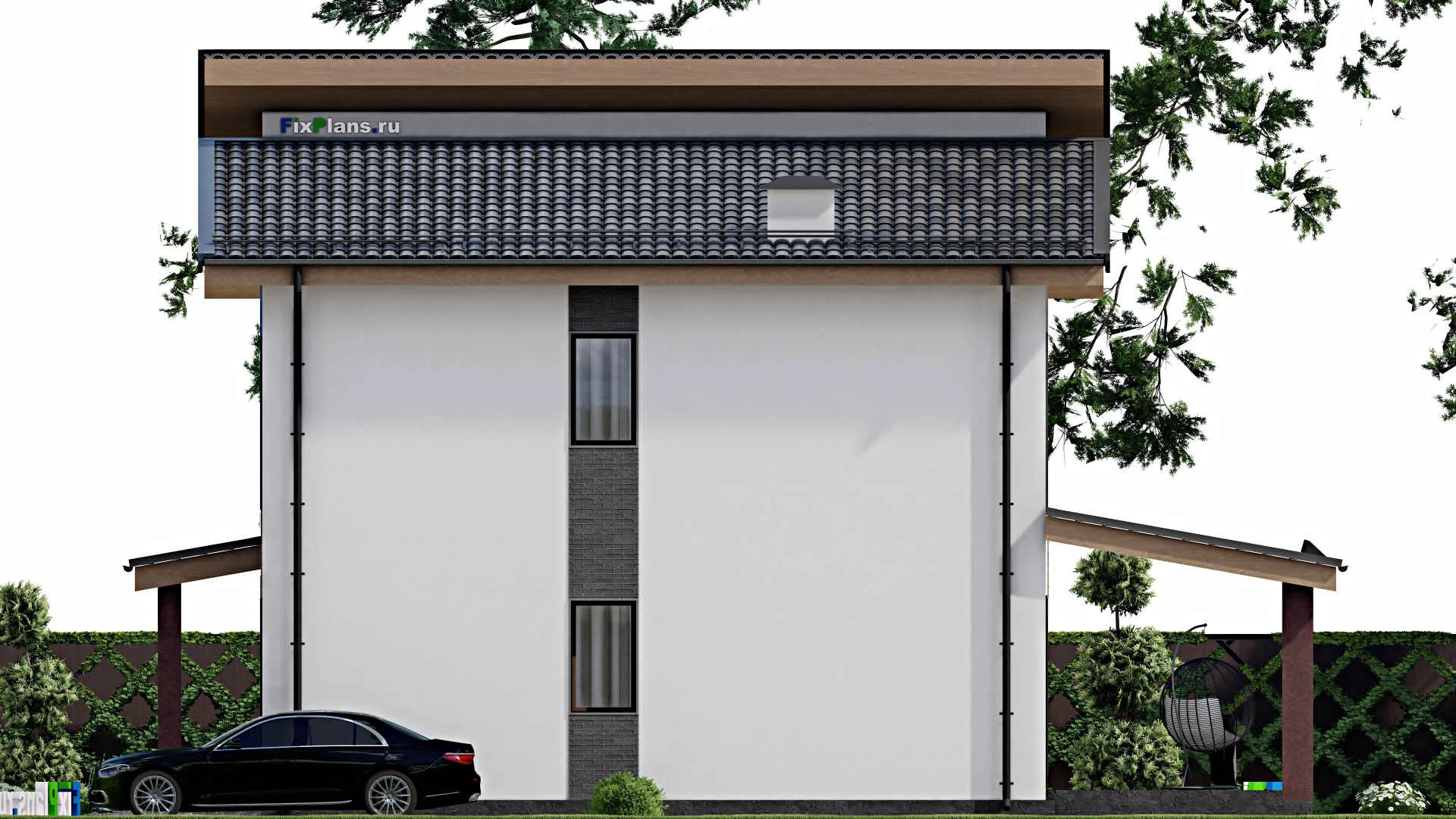 F-6281 - Проект дома с мансардой 10 на 15, площадью 170 м² с террасой и 4 спальнями