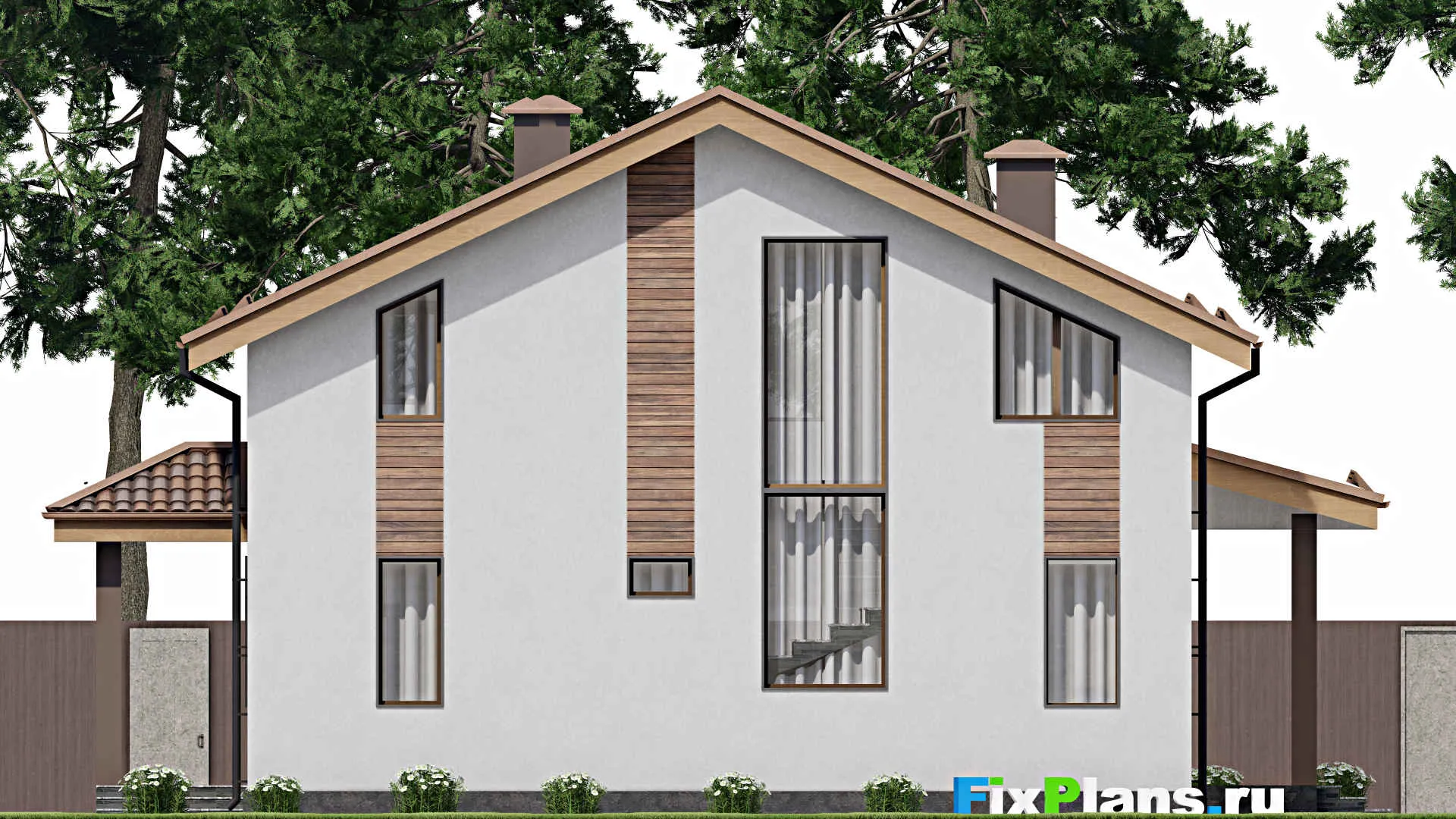 F-9107 - Проект дома с мансардой 13 на 15, площадью 190 м² с террасой и 4 спальнями