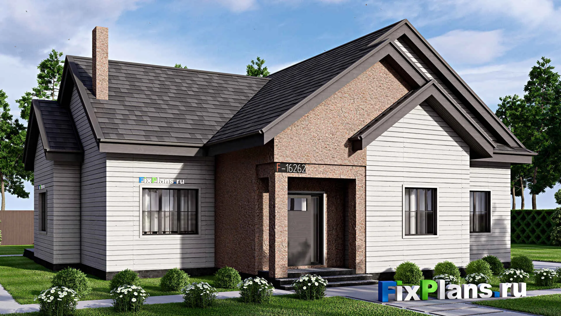 F-16262 - Проект дома с мансардой 16 на 18, площадью 310 м² с 2 спальнями