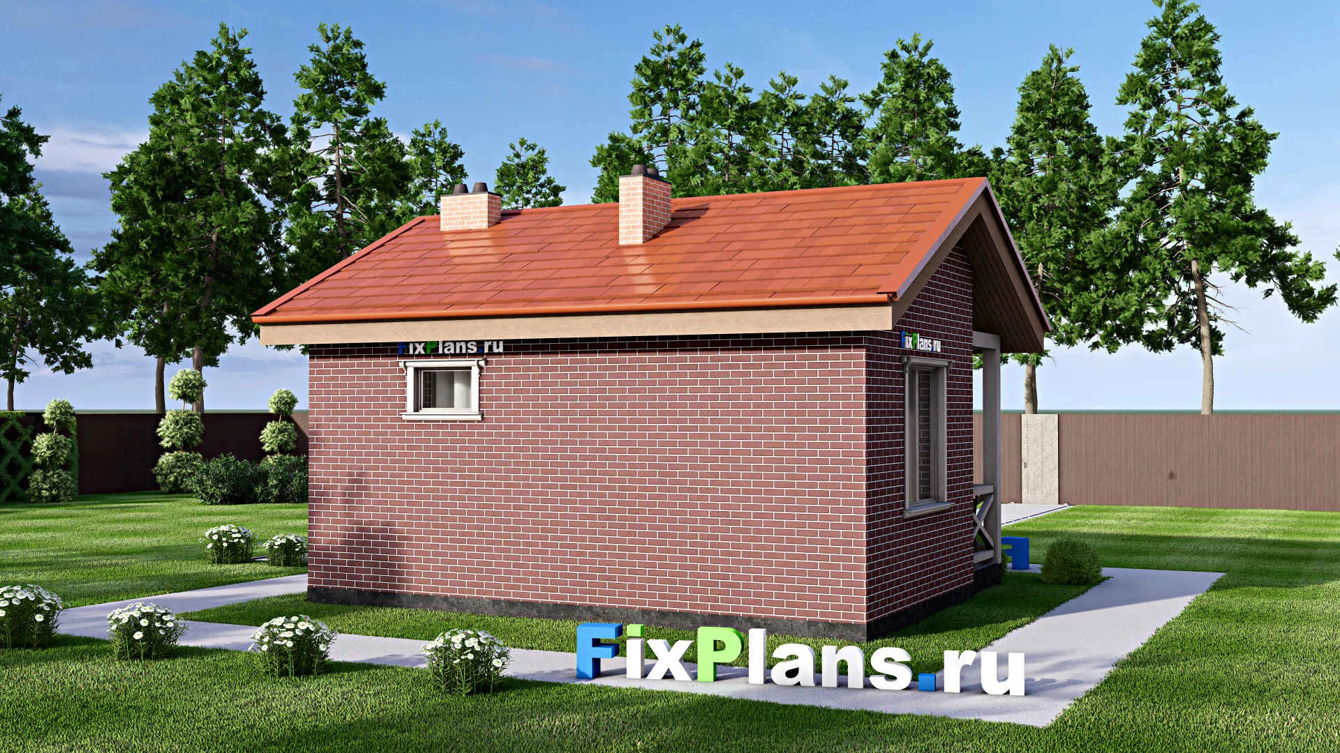 F-14948 - Проект бани 7 на 8, площадью 40 м² с санузлом