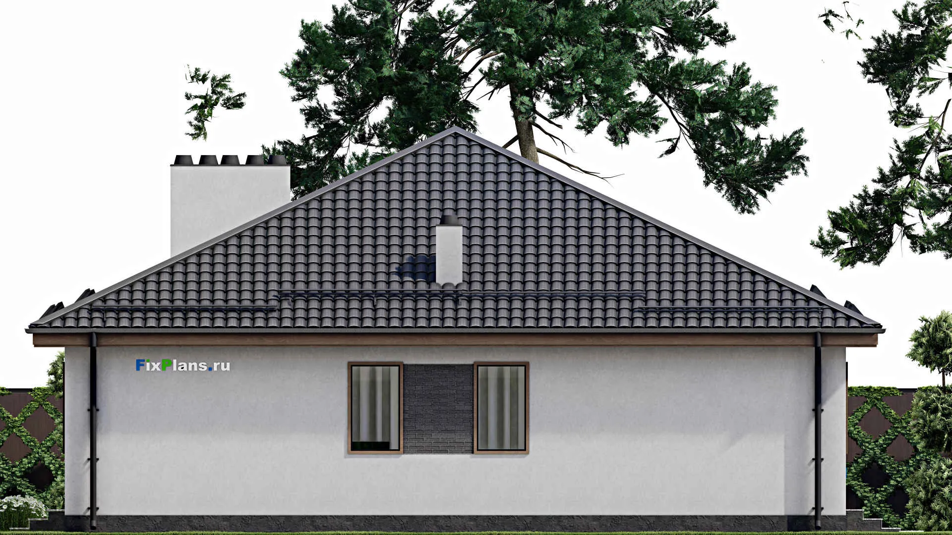 F-3392 - Проект одноэтажного дома 13 на 16, площадью 160 м² с террасой и 3 спальнями