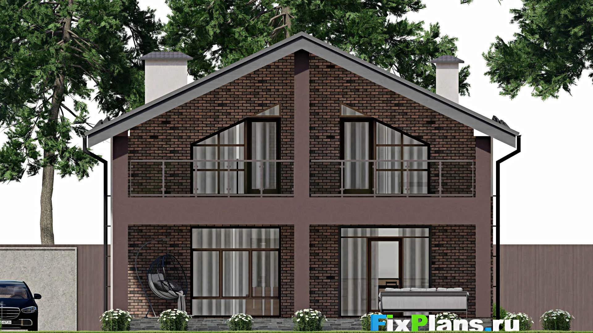 F-10421 - Проект дома с мансардой 11 на 16, площадью 250 м² с 4 спальнями