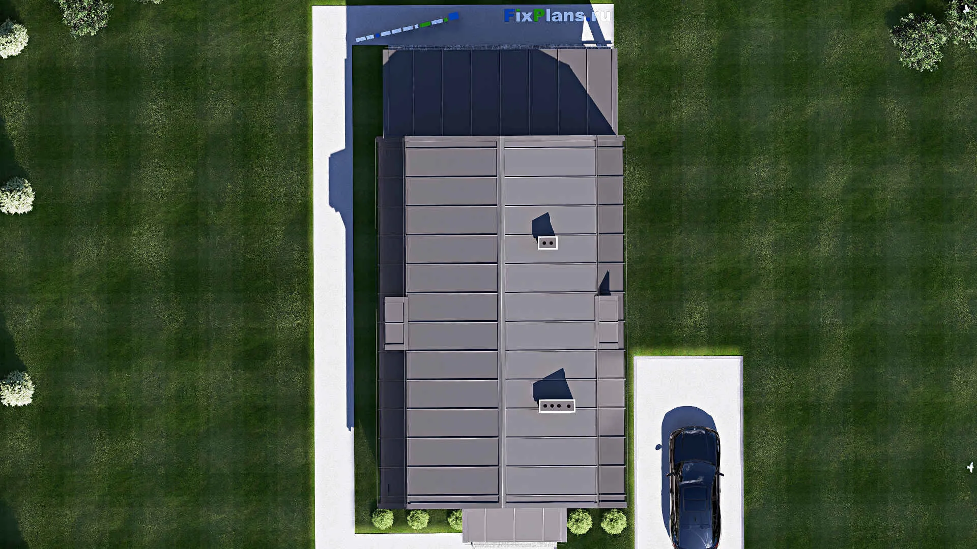 F-19277 - Проект дома с мансардой 9 на 18, площадью 200 м² с террасой и 4 спальнями