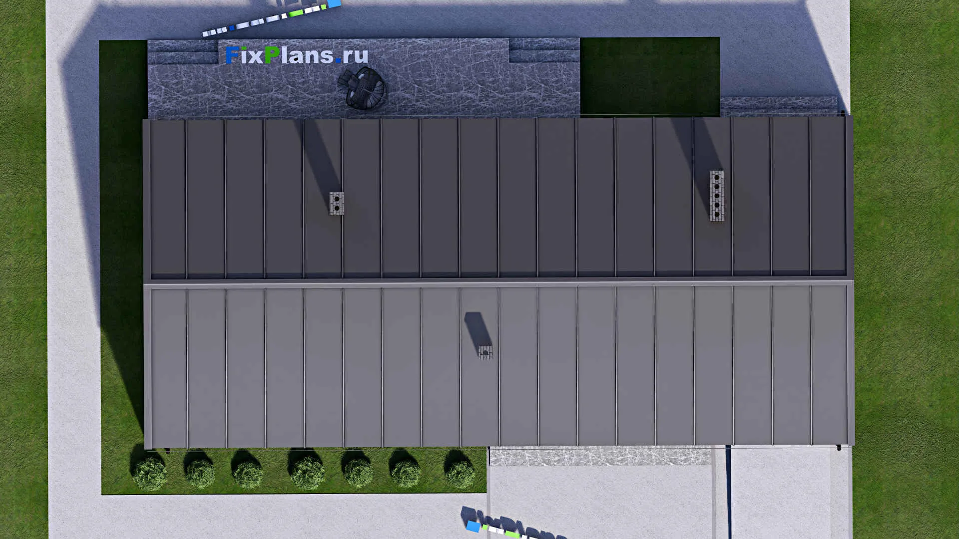 F-16091 - Проект одноэтажного дома 12 на 20, площадью 180 м² с террасой, гаражом на 1 машину и 3 спальнями