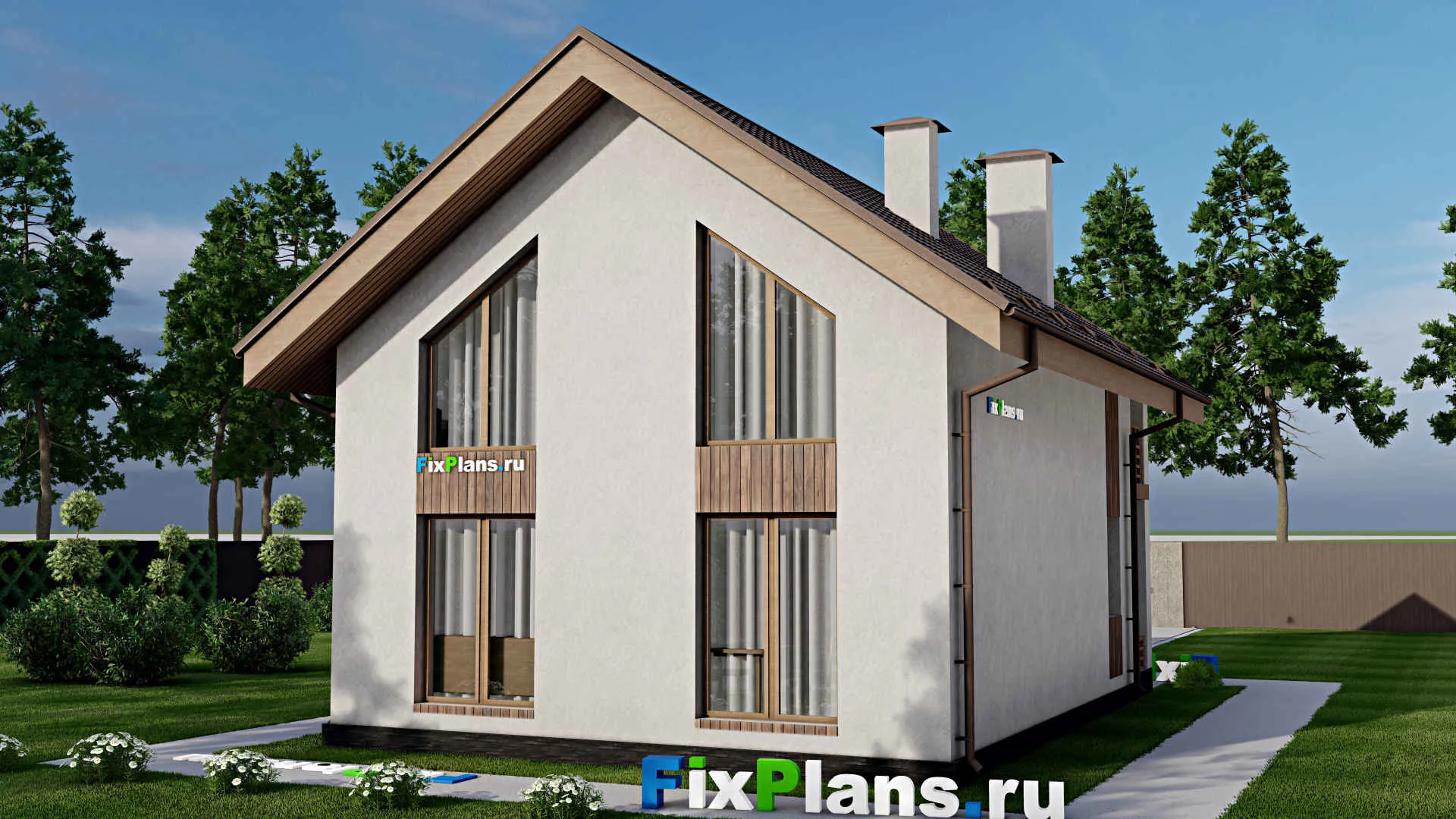 F-8702 - Проект дома с мансардой 9 на 12, площадью 130 м² с балконом и 4 спальнями