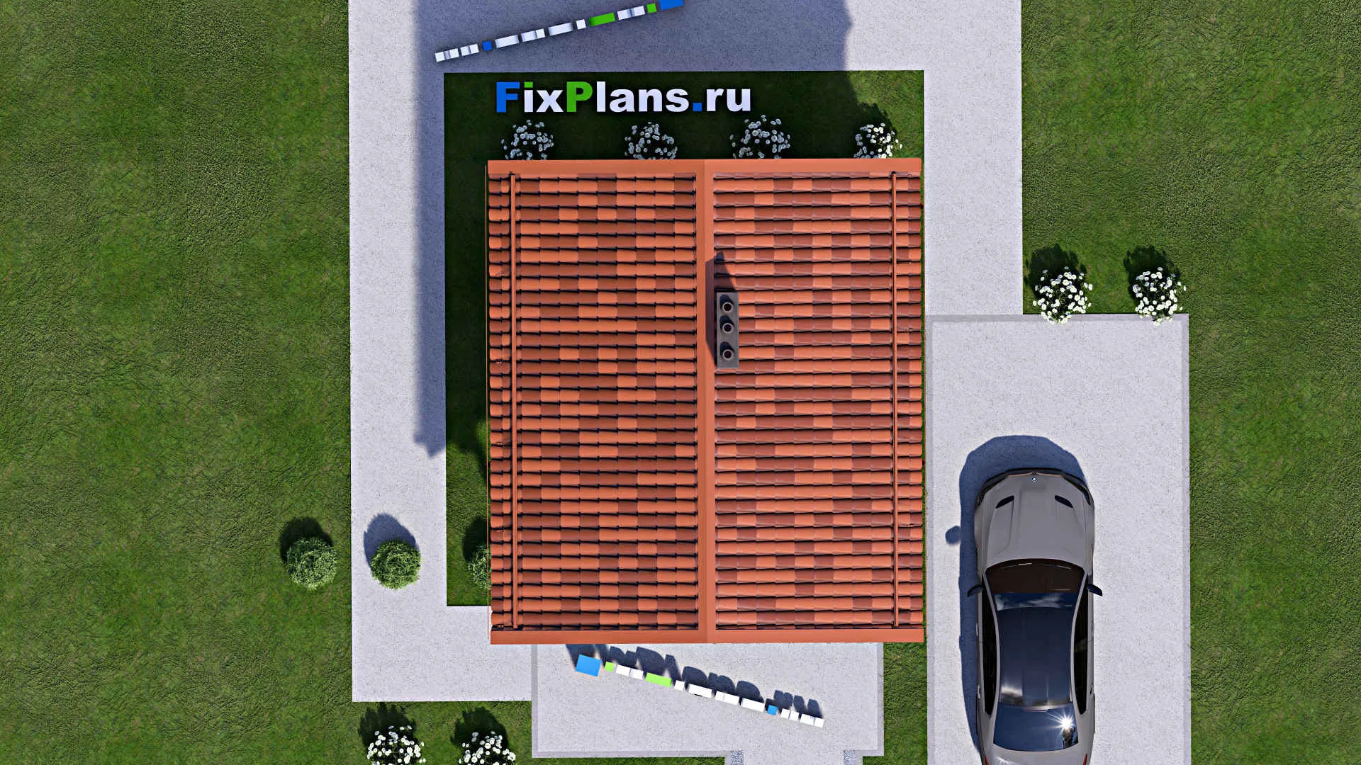 F-15524 - Проект бани 6 на 7, площадью 30 м² с комнатой отдыха и терассой