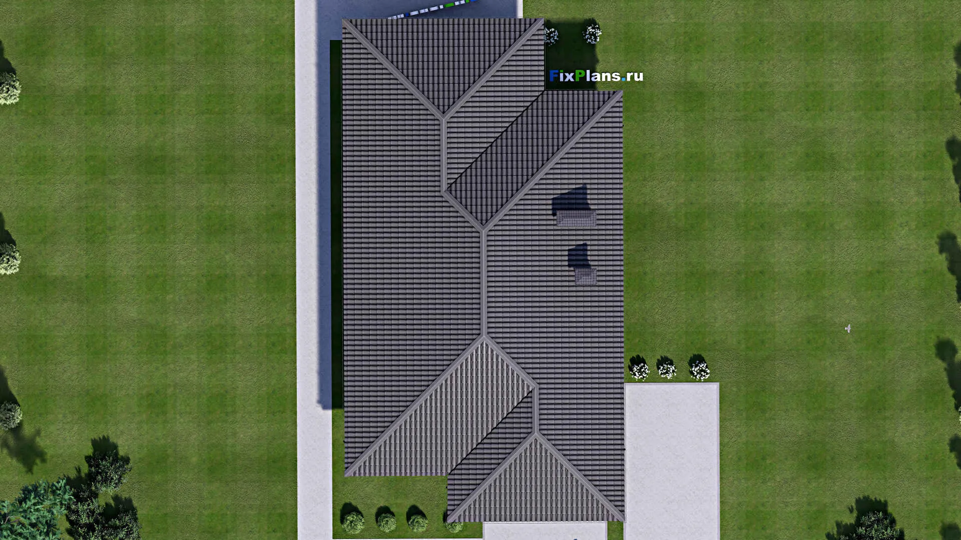 F-13400 - Проект одноэтажного дома 11 на 20, площадью 160 м² с террасой и 3 спальнями