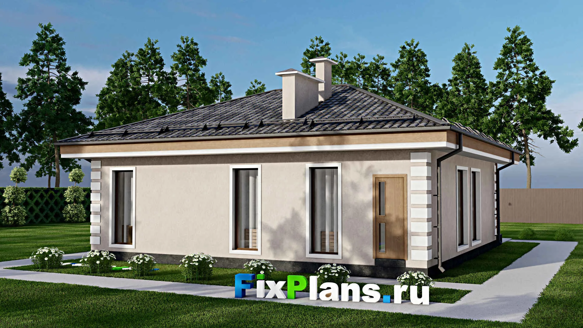 F-10367 - Проект одноэтажного дома 12 на 13, площадью 110 м² с 2 спальнями