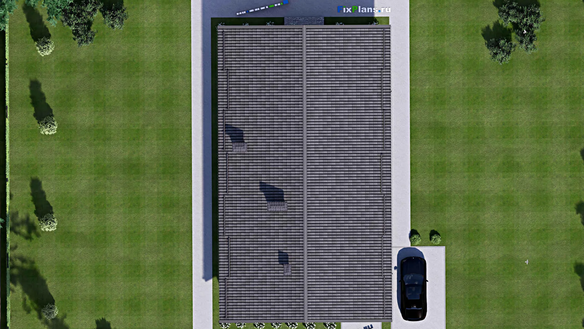 F-12554 - План одноэтажного дома 12 на 13, площадью 200 м² с террасой и 5 спальнями