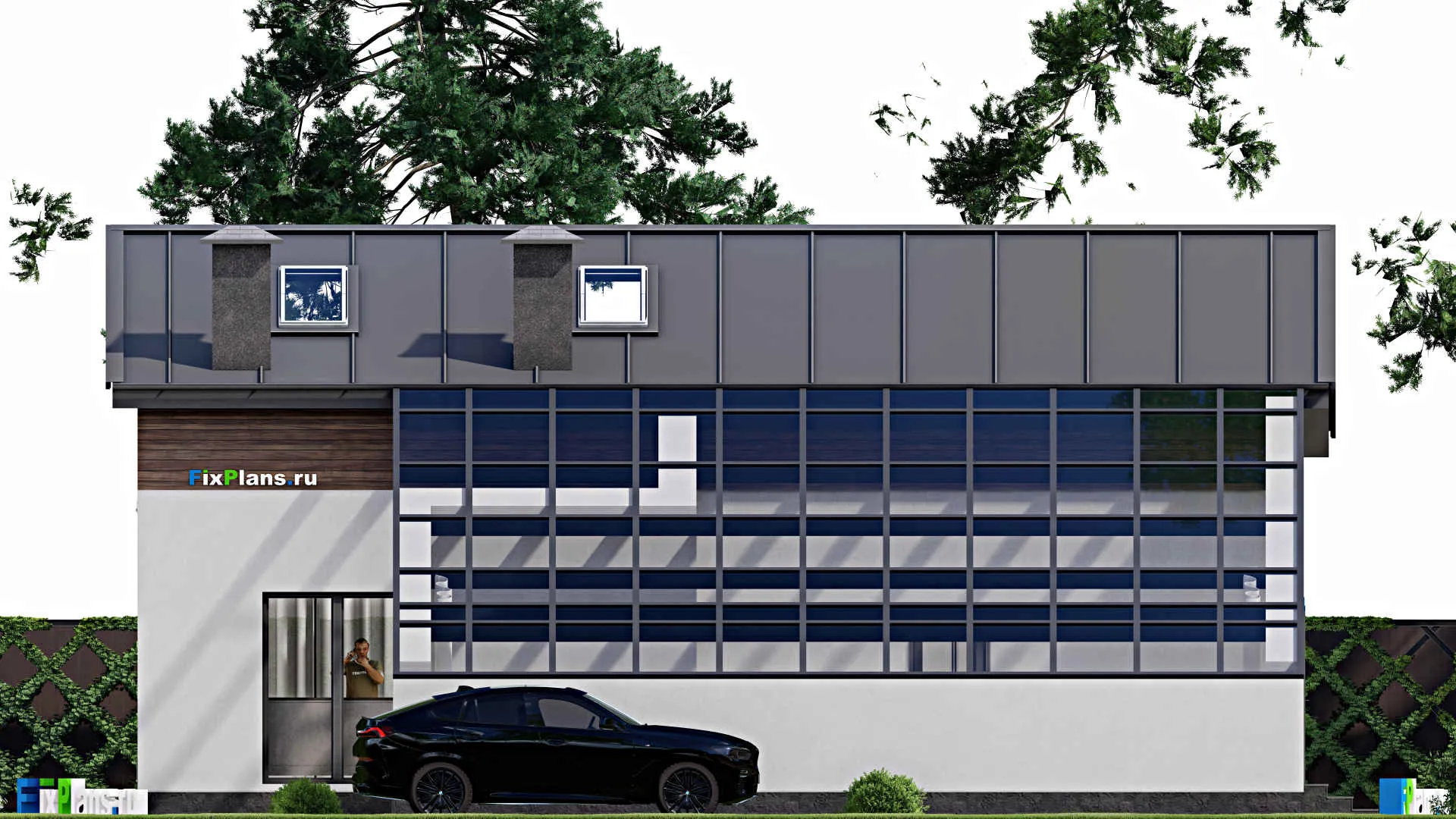 F-3959 - Проект дома с мансардой 14 на 17, площадью 190 м² с баней, бассейном и 1 спальнями