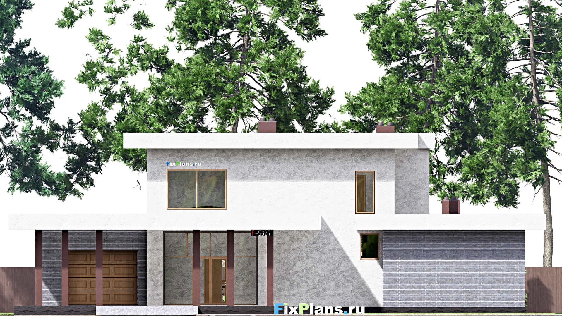 F-5327 - Планы двухэтажного дома 22 на 33, площадью 360 м² с террасой, баней, гаражом на 2 машины и 3 спальнями