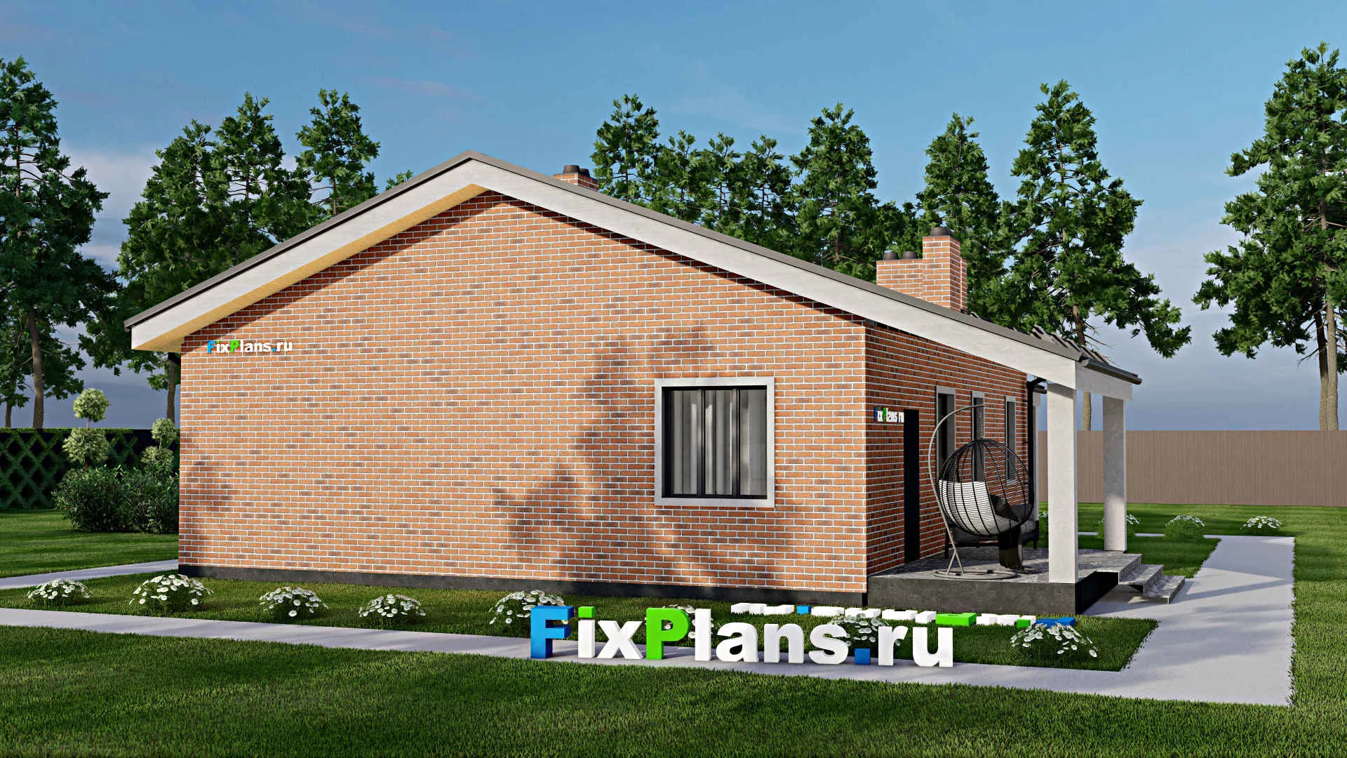 F-4301 - План одноэтажного дома 11 на 13, площадью 140 м² с террасой и 3 спальнями