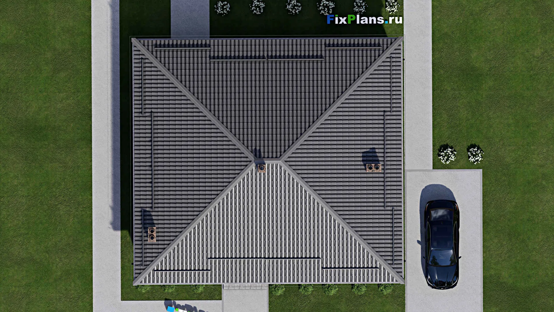 F-3176 - Проект одноэтажного дома 12 на 14, площадью 120 м² с 4 спальнями
