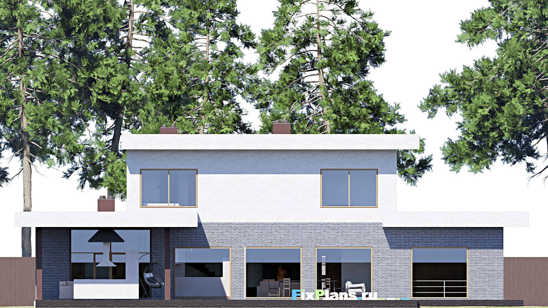 F-5327 - Планы двухэтажного дома 22 на 33, площадью 360 м² с террасой, баней, гаражом на 2 машины и 3 спальнями