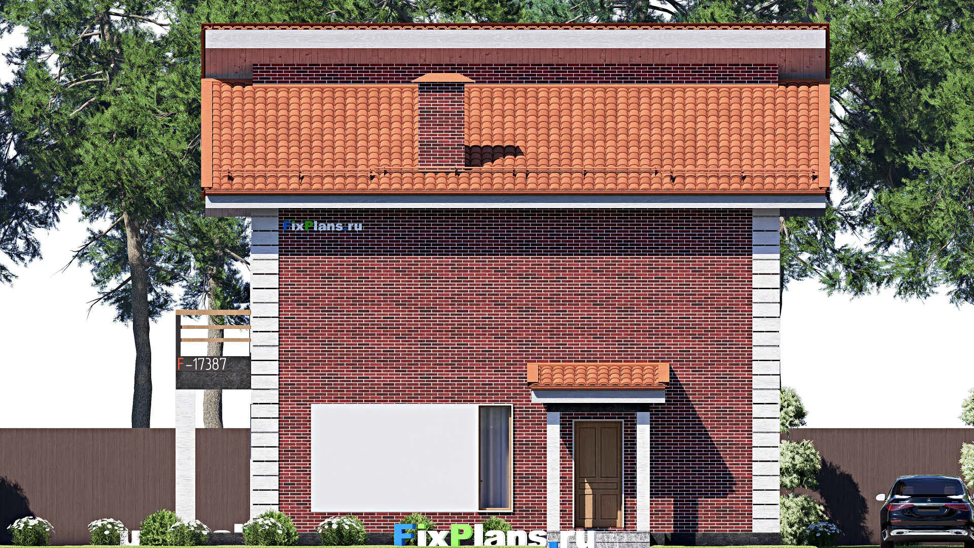 F-17387 - Проект дома с мансардой 11 на 12, площадью 170 м² с террасой, балконом и 3 спальнями