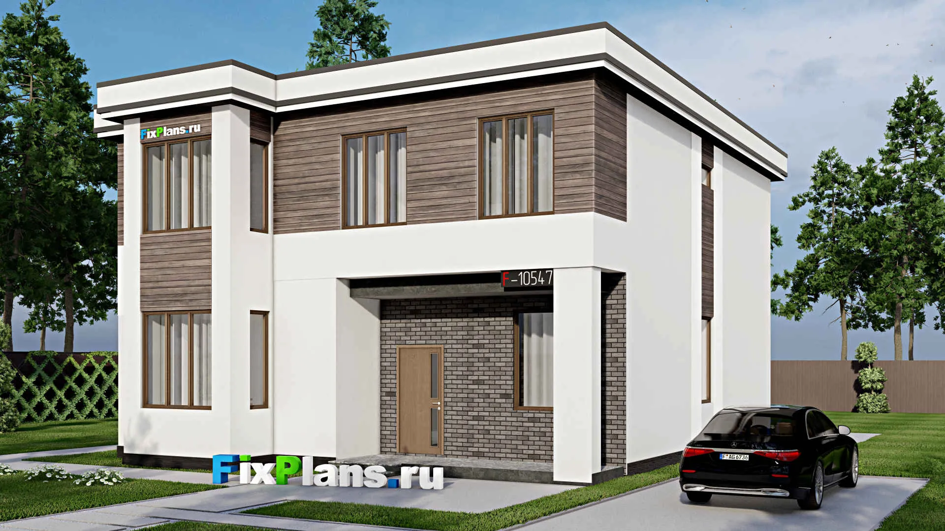 F-10547 - Проект двухэтажного дома 11 на 14, площадью 200 м² с баней и 4 спальнями