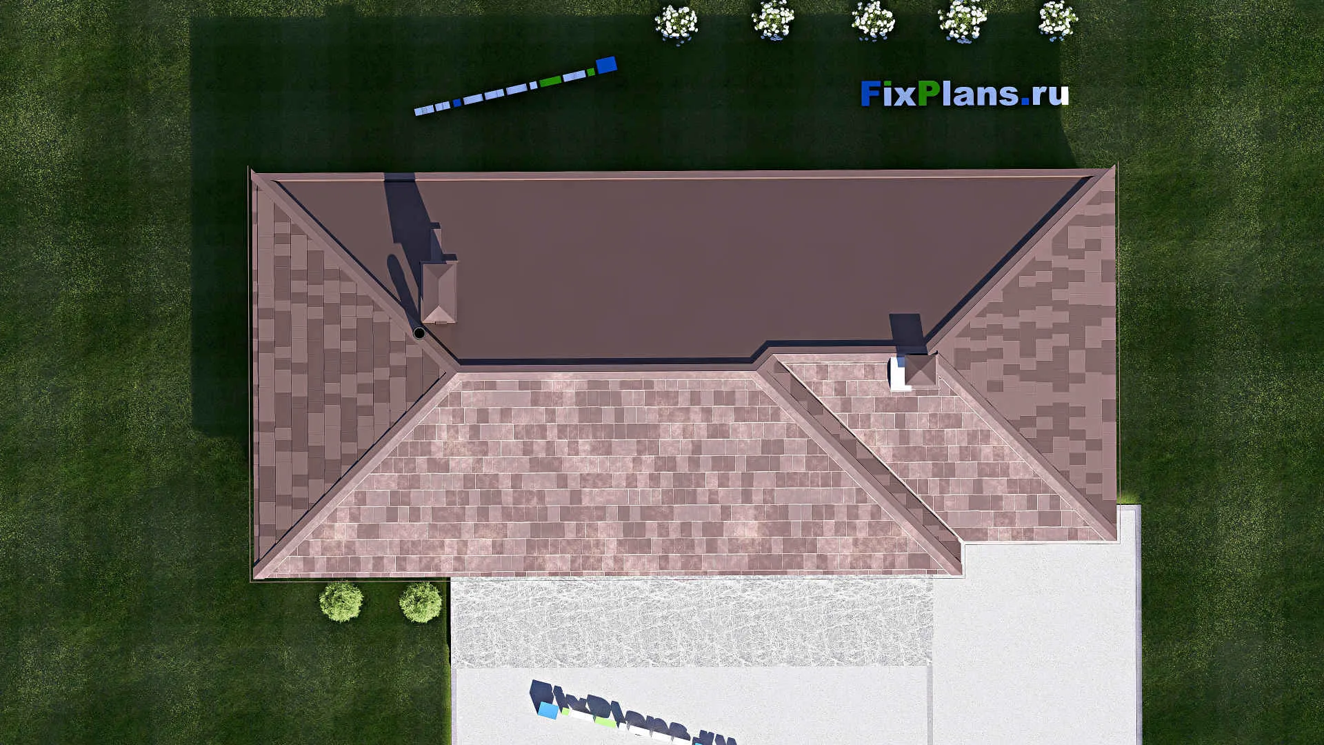 F-18935 - Проект бани 9 на 16, площадью 100 м² с комнатой отдыха, терассой и санузлом