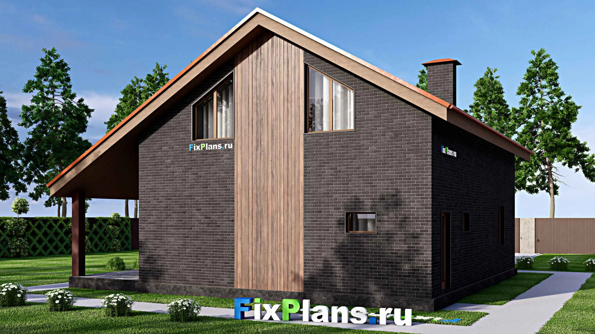 F-14471 - Проект одноэтажного дома 13 на 14, площадью 200 м² с террасой и 5 спальнями