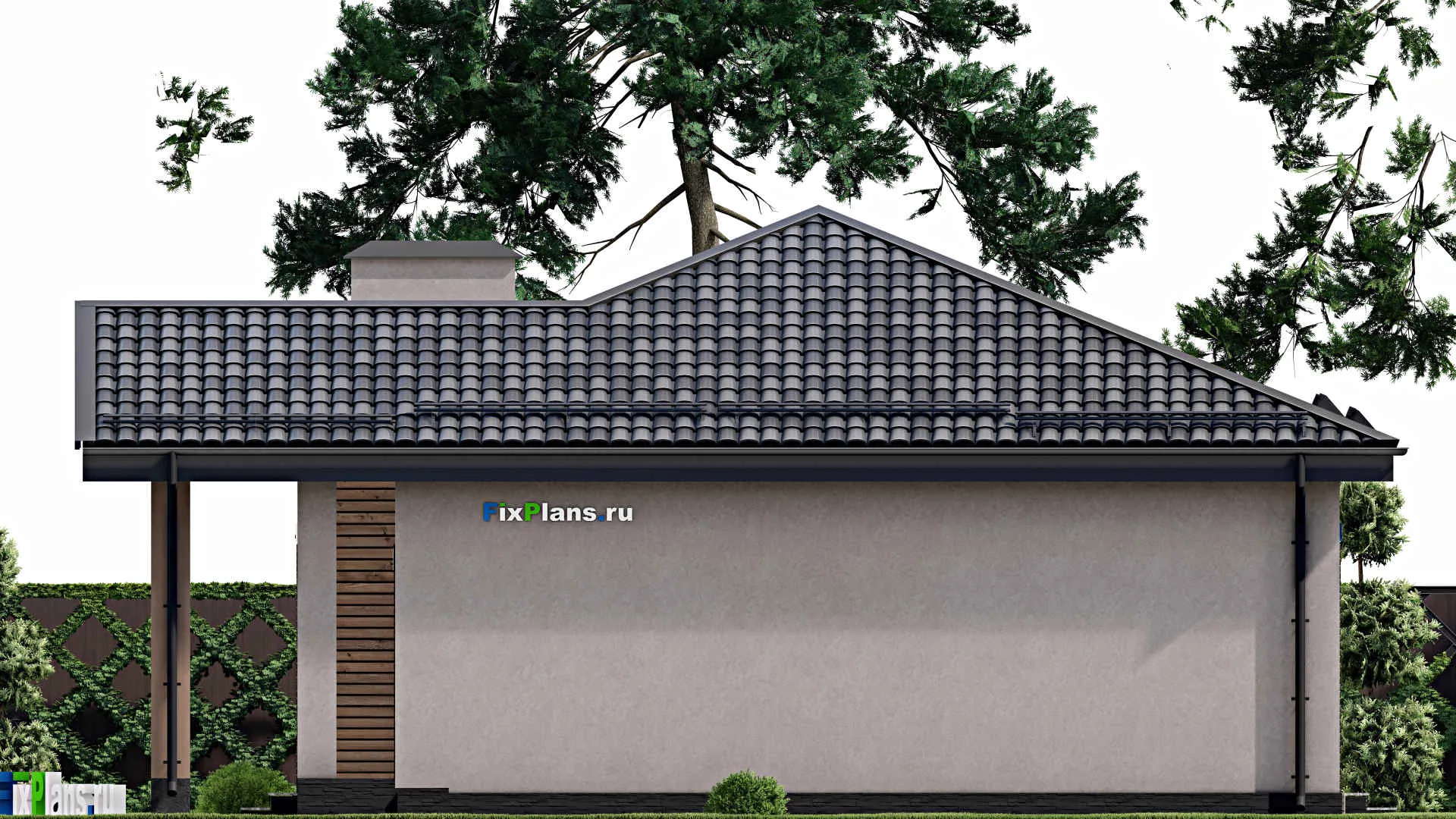 F-8099 - Проект одноэтажного дома 11 на 14, площадью 120 м² с террасой и 3 спальнями