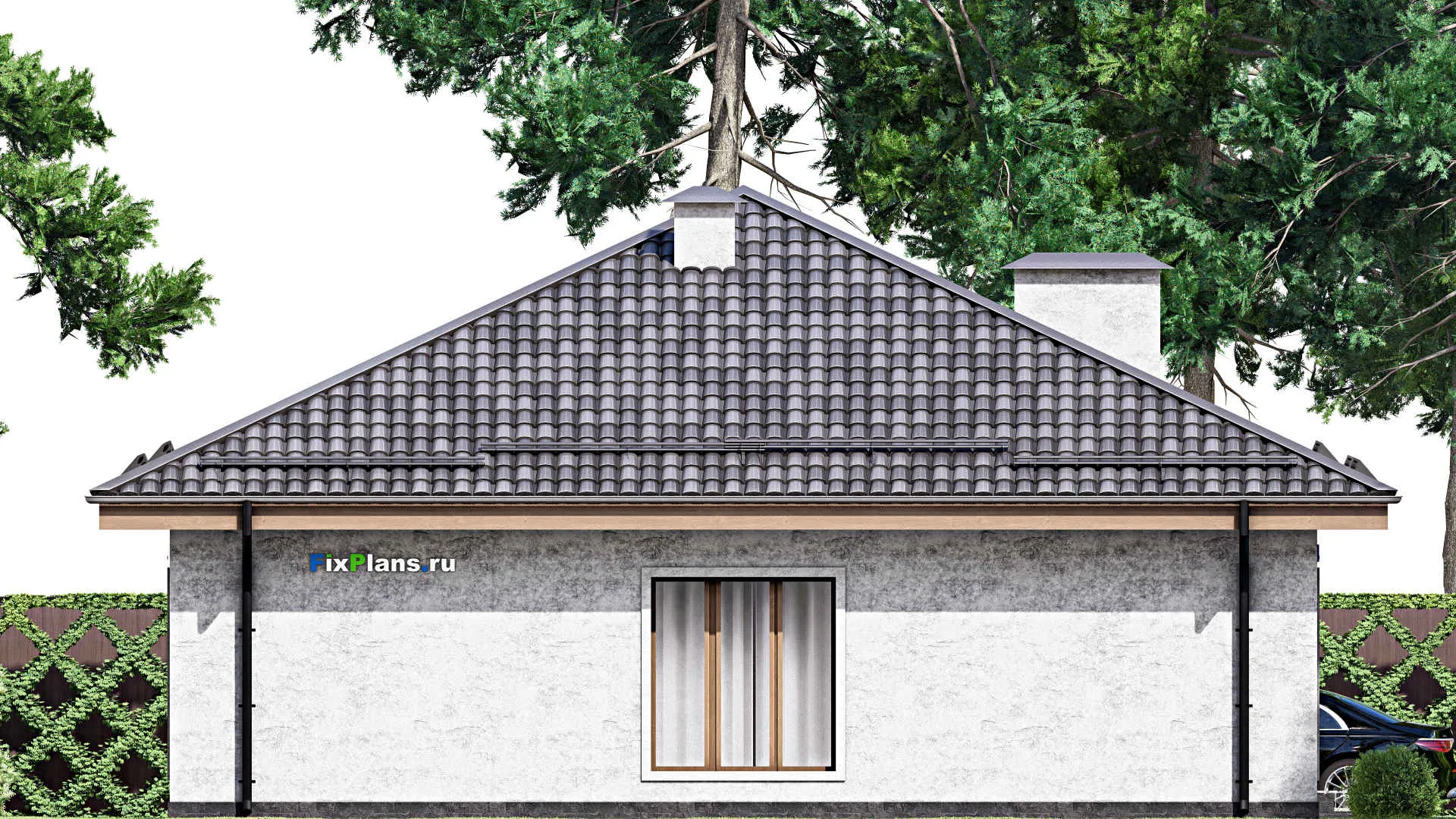 F-14057 - Проект одноэтажного дома 13 на 13, площадью 130 м² с 4 спальнями