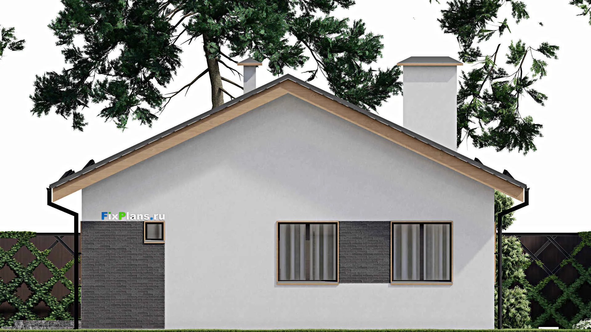 F-3905 - Проект одноэтажного дома 10 на 15, площадью 120 м² с гаражом на 1 машину и 1 спальнями