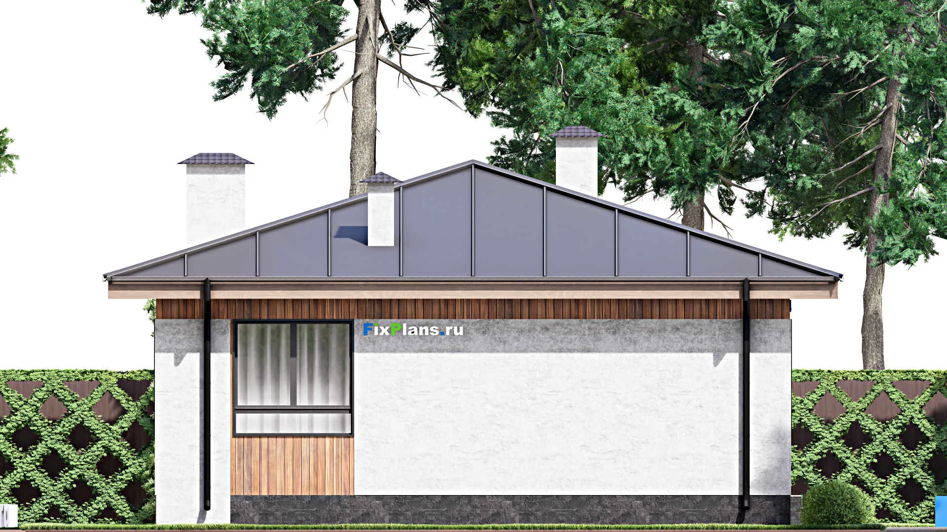 F-12527 - Проект одноэтажного дома 10 на 14, площадью 110 м² с террасой и 2 спальнями