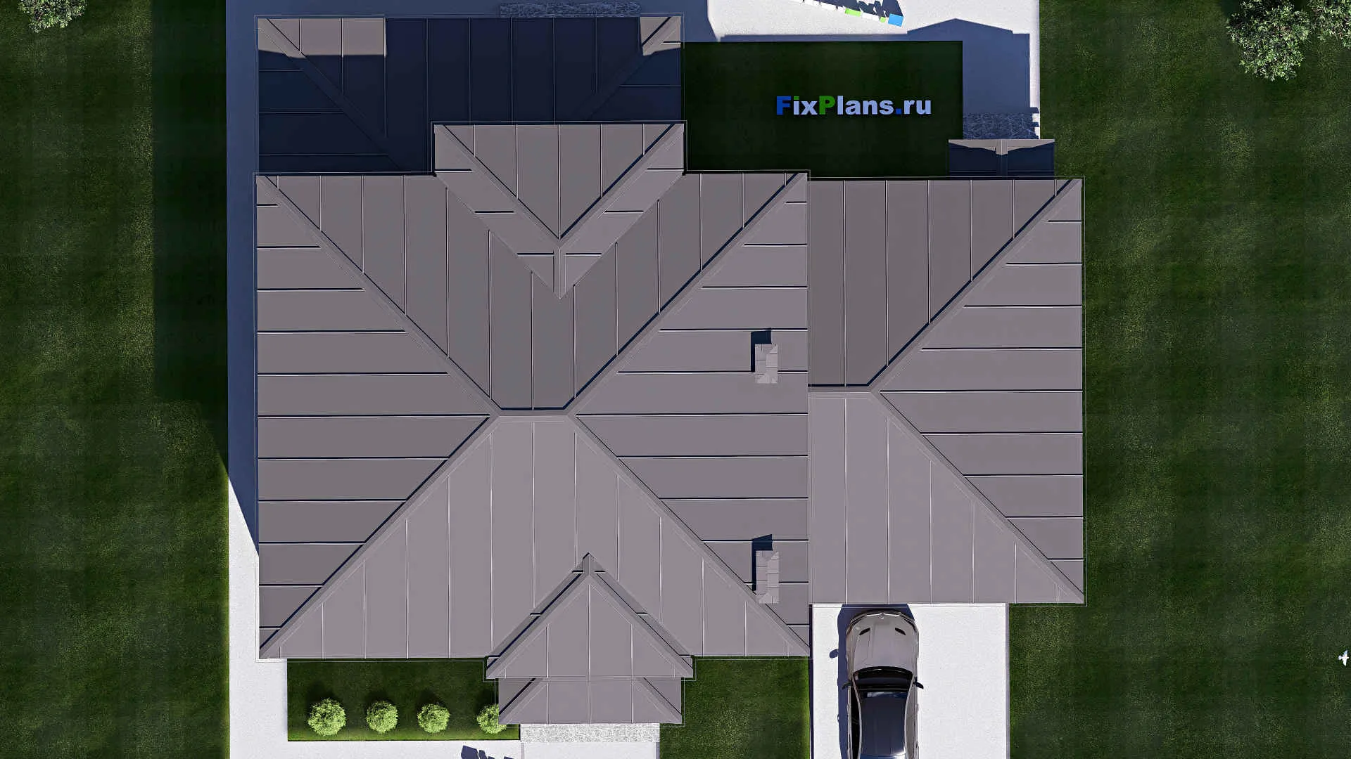 F-19178 - Проект двухэтажного дома 18 на 21, площадью 320 м² с гаражом на 2 машины и 4 спальнями