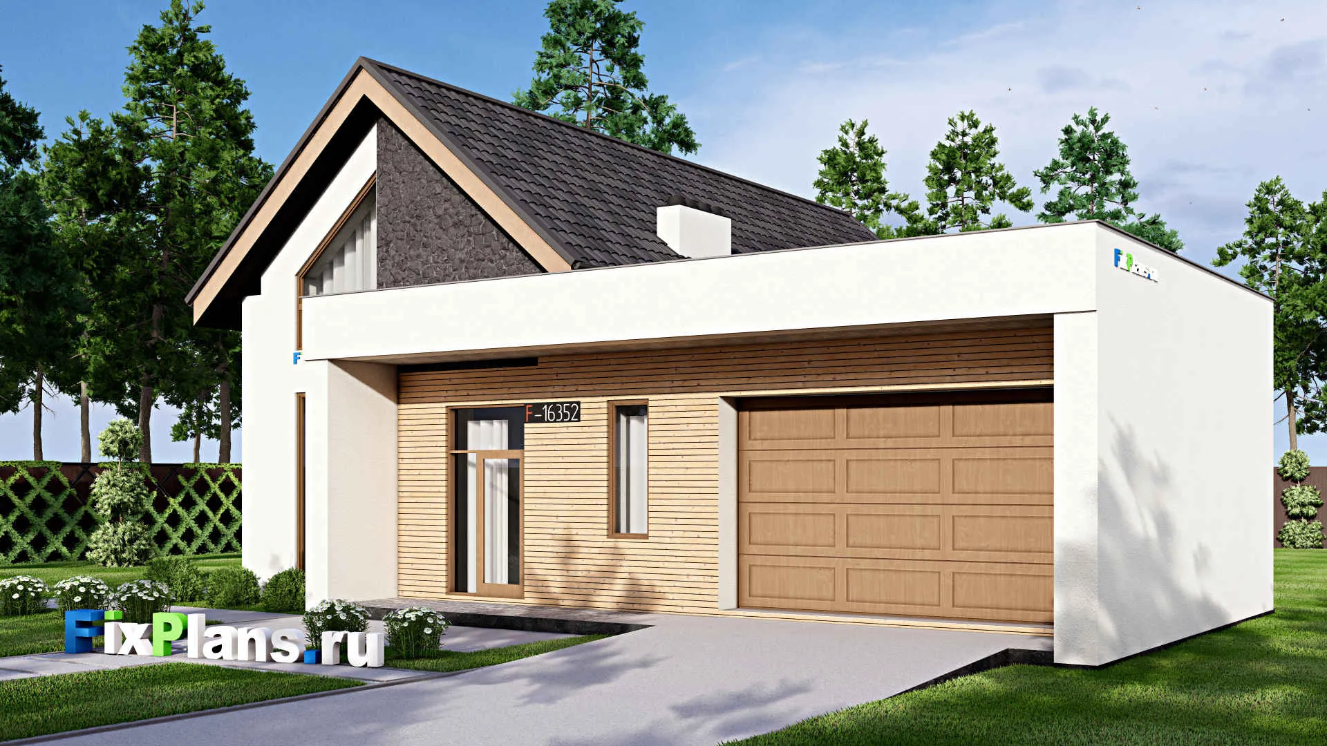 F-16352 - Проект дома с мансардой 17 на 20, площадью 260 м² с 4 спальнями