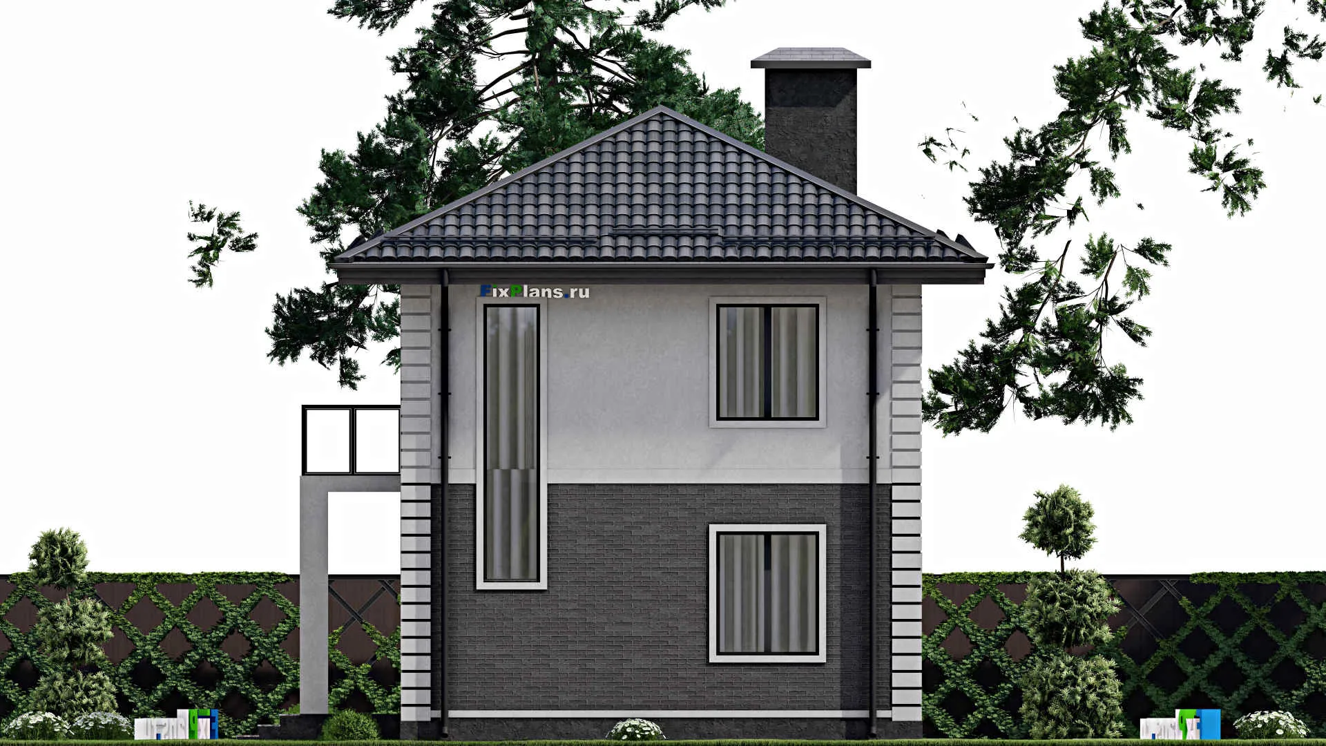 F-8027 - Планы двухэтажного дома 8 на 11, площадью 110 м² с балконом и 4 спальнями