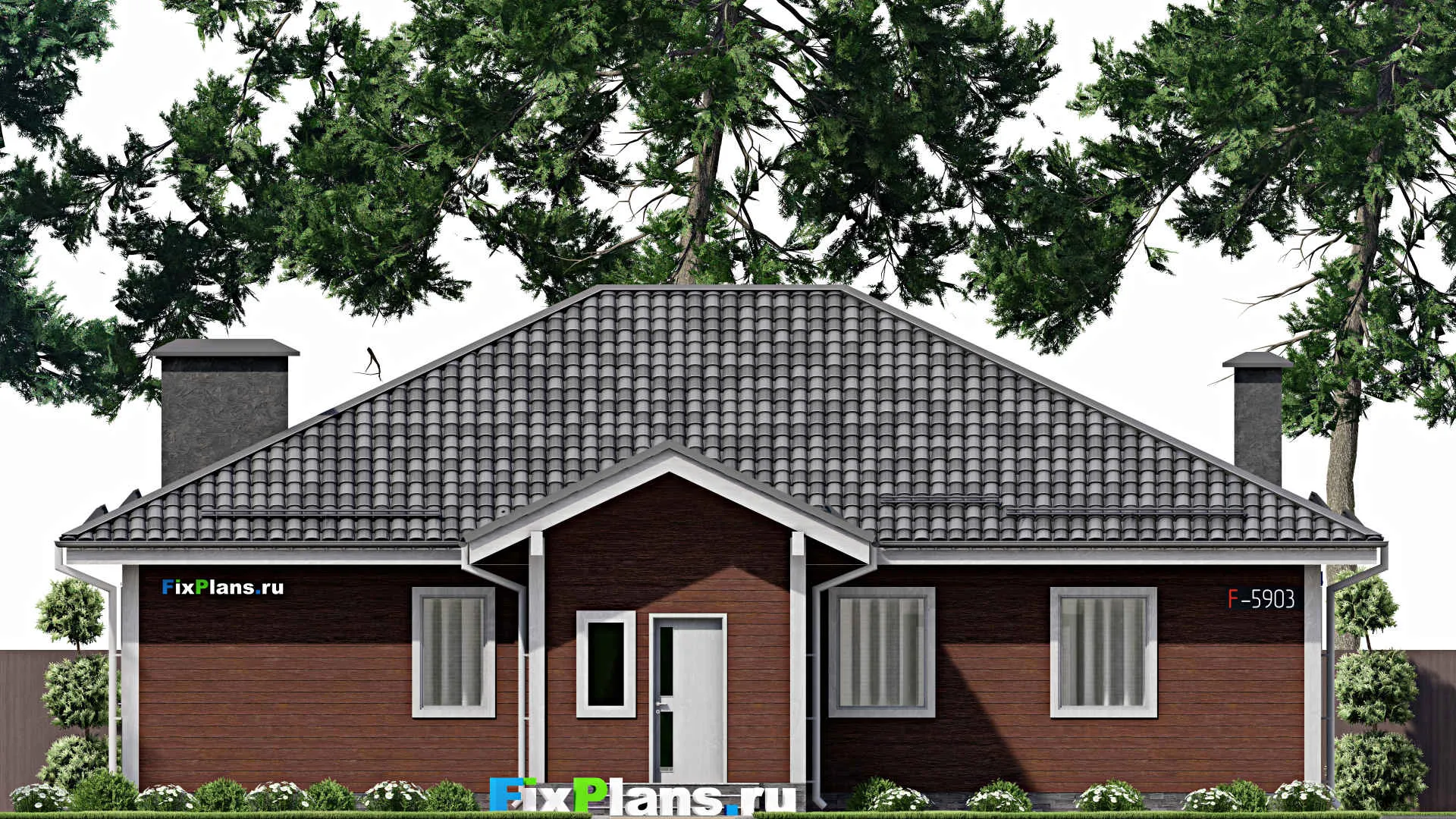 F-5903 - Проект одноэтажного дома 15 на 16, площадью 160 м² с 4 спальнями