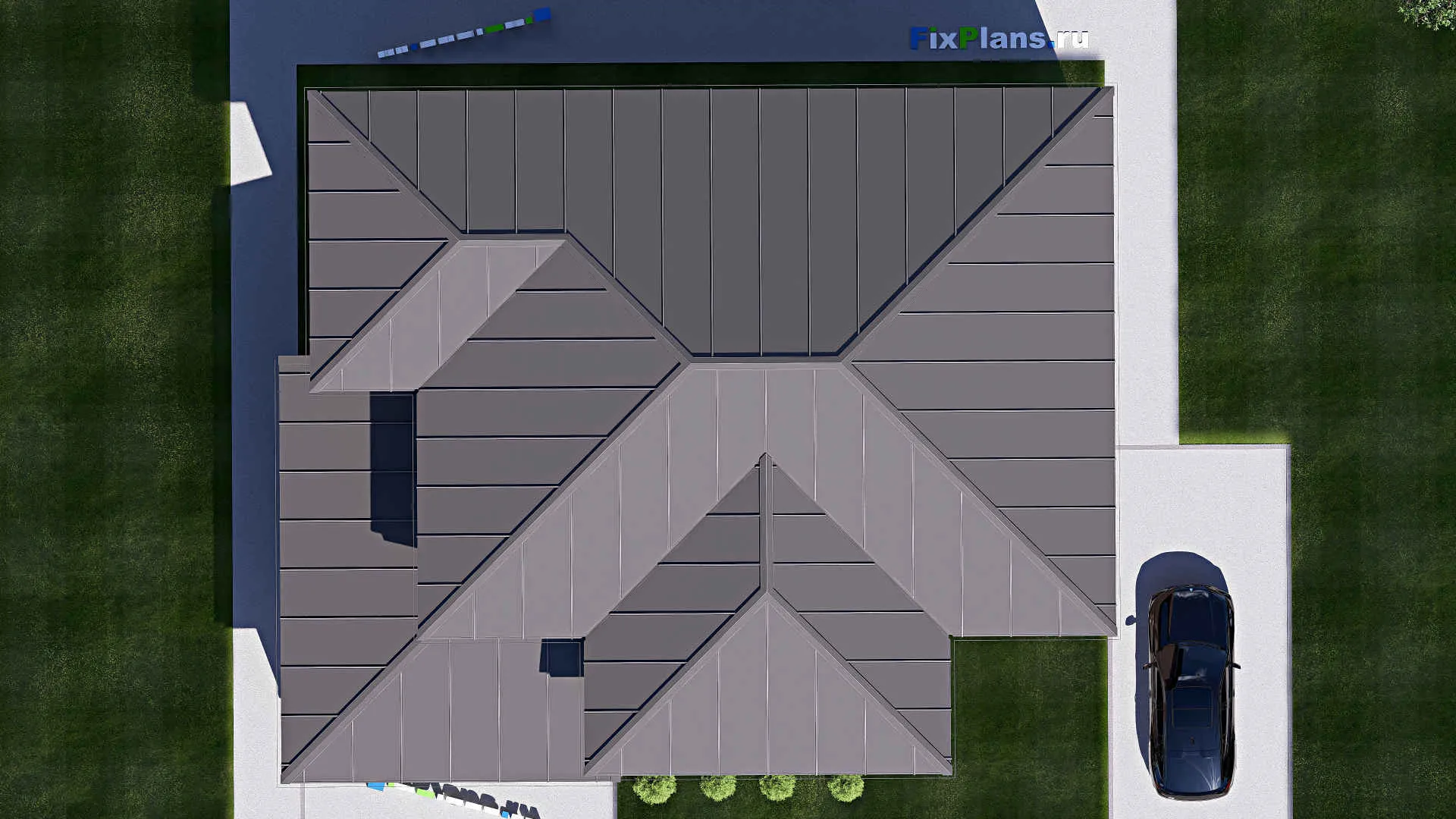 F-20474 - Проект двухэтажного дома 14 на 18, площадью 310 м² с террасой и 4 спальнями