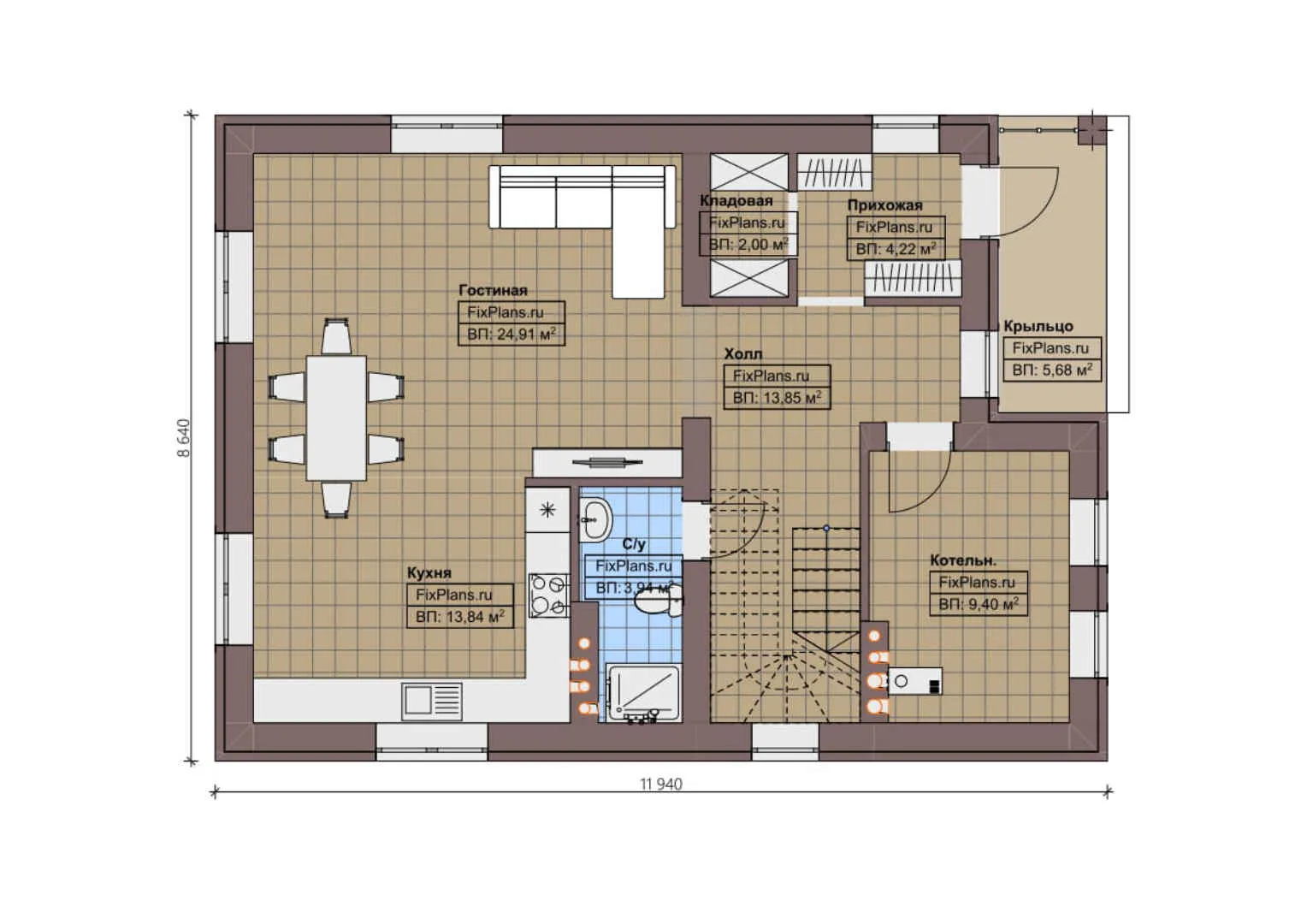 F-0854 - Планы двухэтажного дома 9 на 12, площадью 160 м² с балконом и 3 спальнями