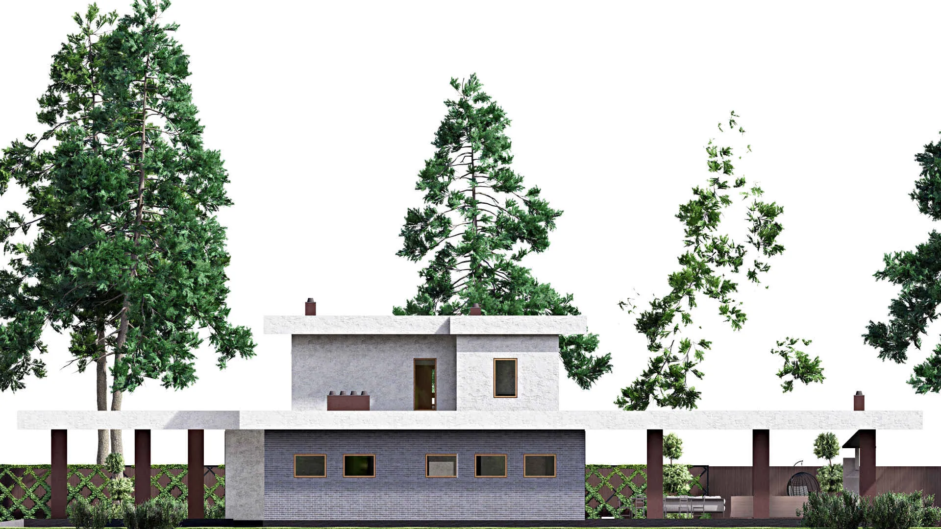 F-5327 - Планы двухэтажного дома 22 на 33, площадью 360 м² с террасой, баней, гаражом на 2 машины и 3 спальнями