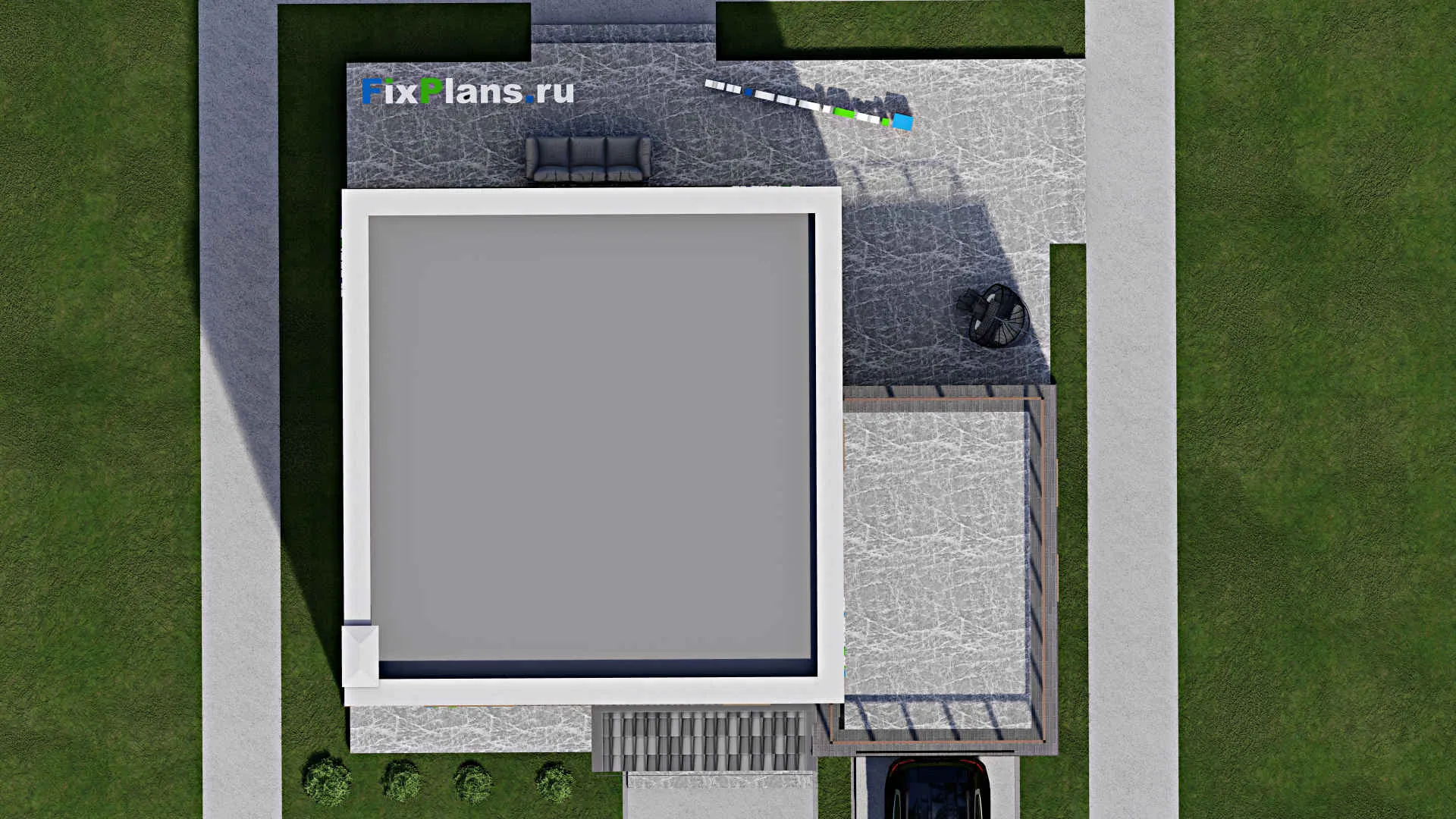 F-8153 - Проект двухэтажного дома 14 на 14, площадью 240 м² с террасой, балконом, гаражом на 1 машину и 3 спальнями