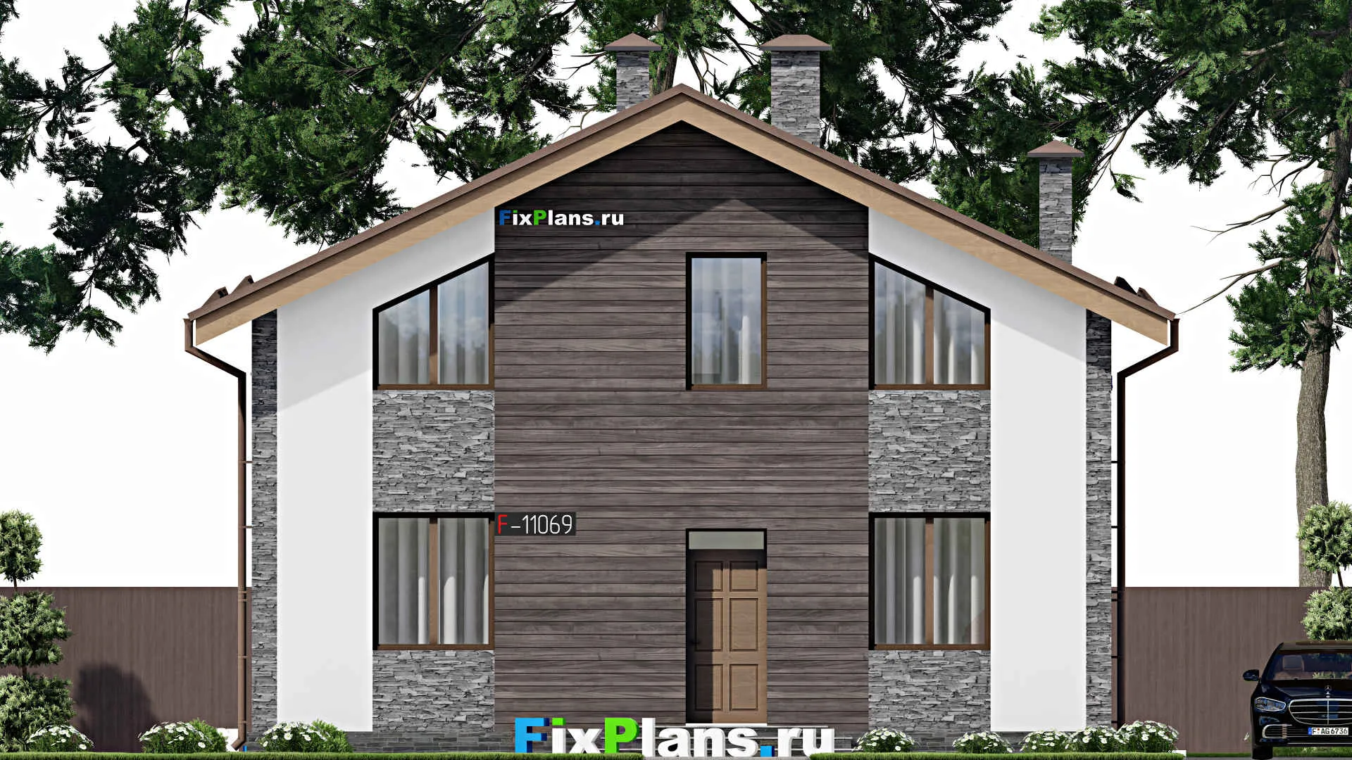 F-11069 - Проект дома с мансардой 11 на 13, площадью 200 м² с 4 спальнями