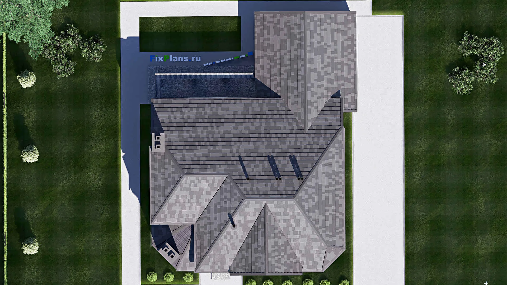 F-20573 - Проект двухэтажного дома 16 на 21, площадью 280 м² с террасой, балконом, гаражом на 2 машины и 4 спальнями