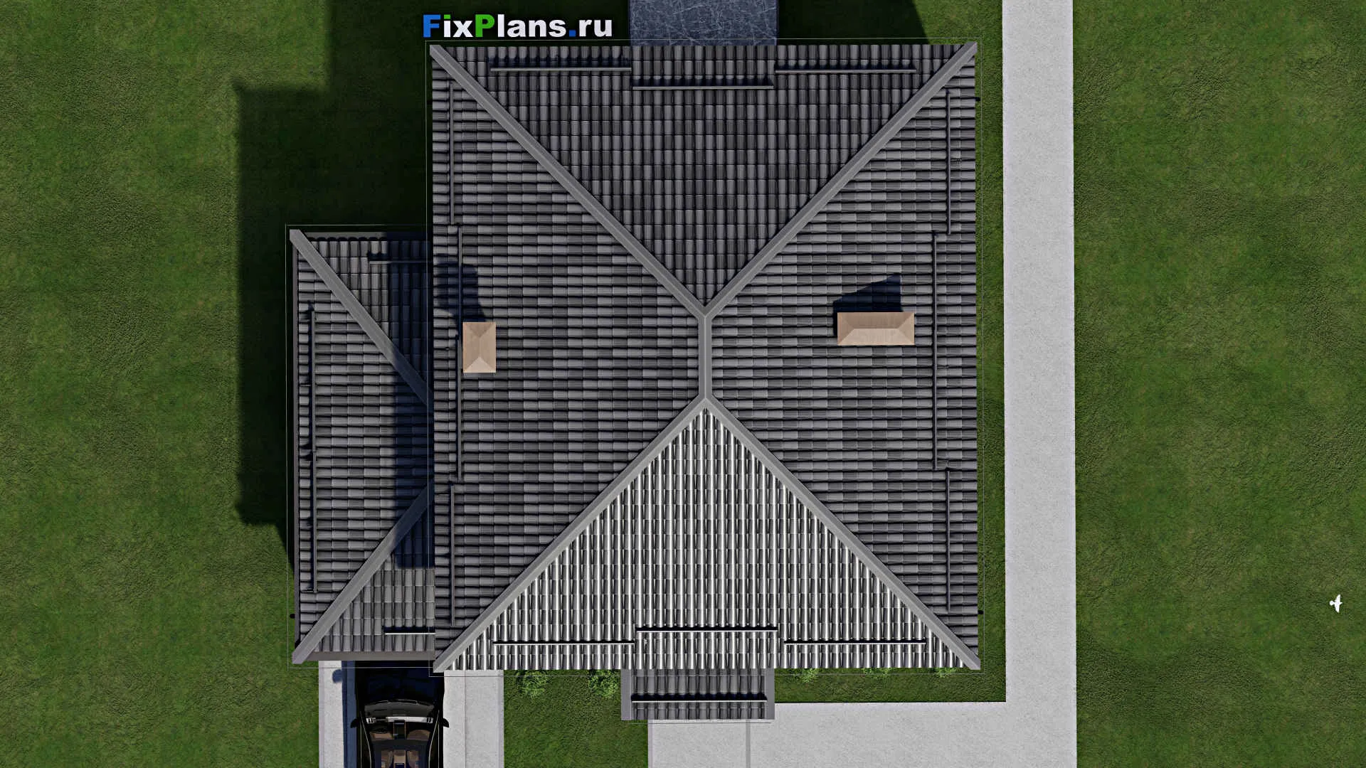 F-8522 - Проект двухэтажного дома 14 на 16, площадью 230 м² с террасой, балконом, гаражом на 1 машину и 5 спальнями