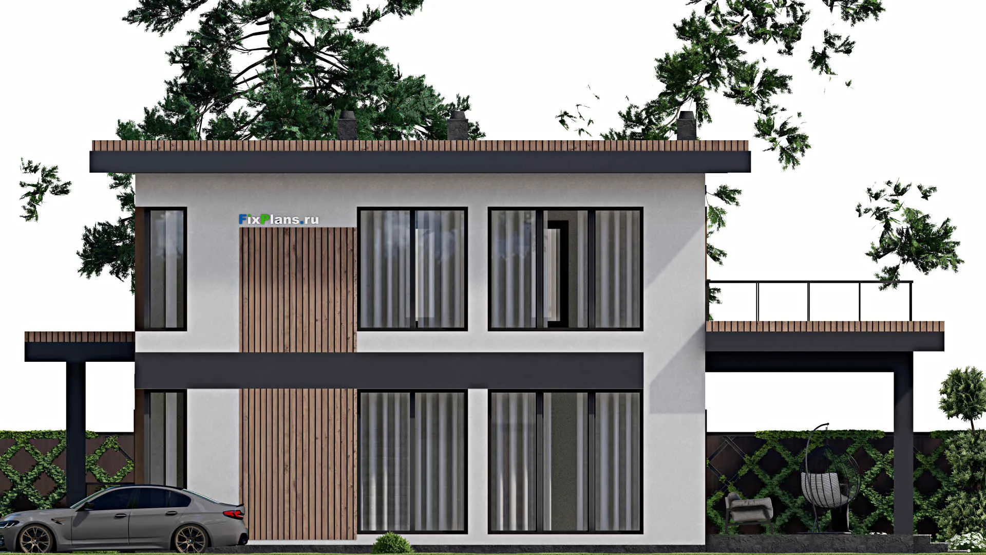 F-5309 - Проект двухэтажного дома 11 на 17, площадью 250 м² с террасой, балконом и 4 спальнями