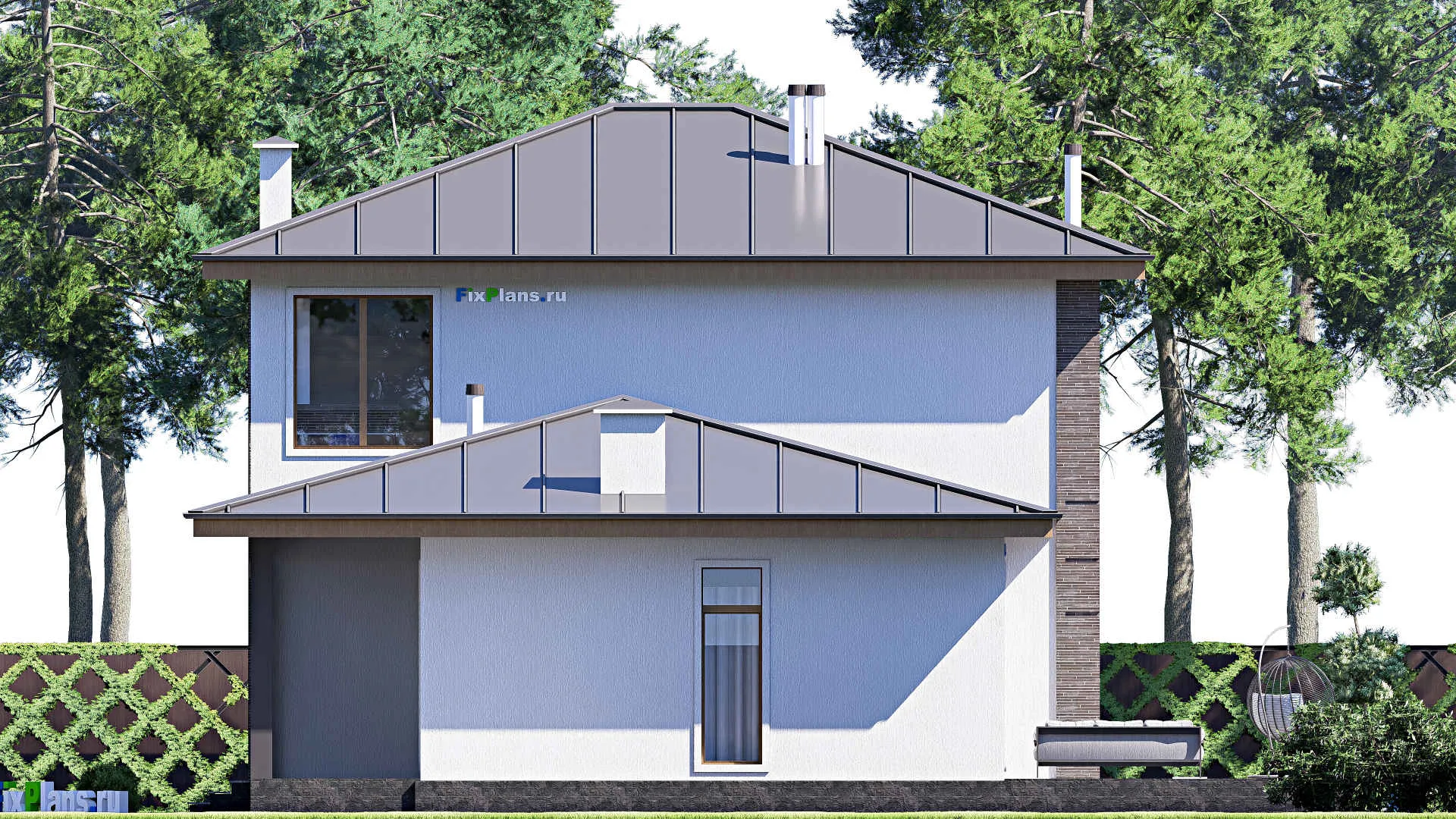 F-19772 - Проект двухэтажного дома 16 на 20, площадью 290 м² с террасой и 3 спальнями