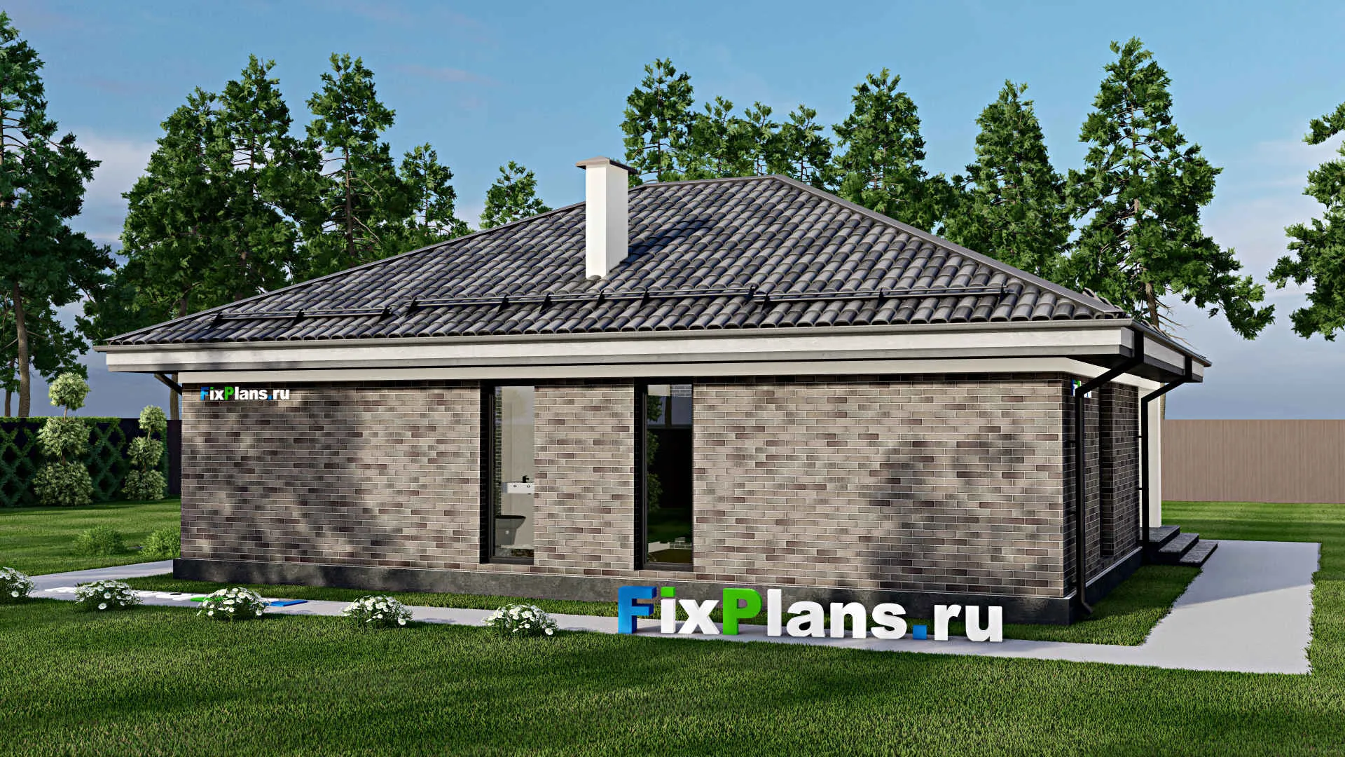 F-5687 - Проект одноэтажного дома 11 на 13, площадью 120 м² с 3 спальнями