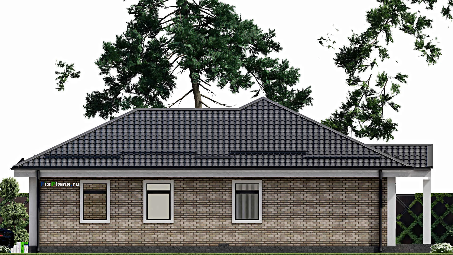 F-5003 - Проект одноэтажного дома 15 на 21, площадью 210 м² с гаражом на 2 машины и 2 спальнями