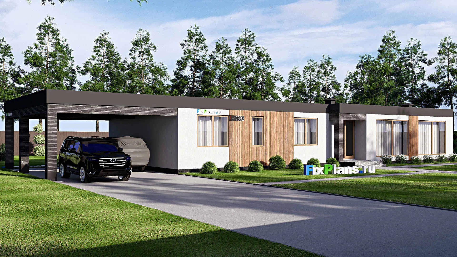 F-17882 - Проект одноэтажного дома 13 на 30, площадью 200 м² с 4 спальнями