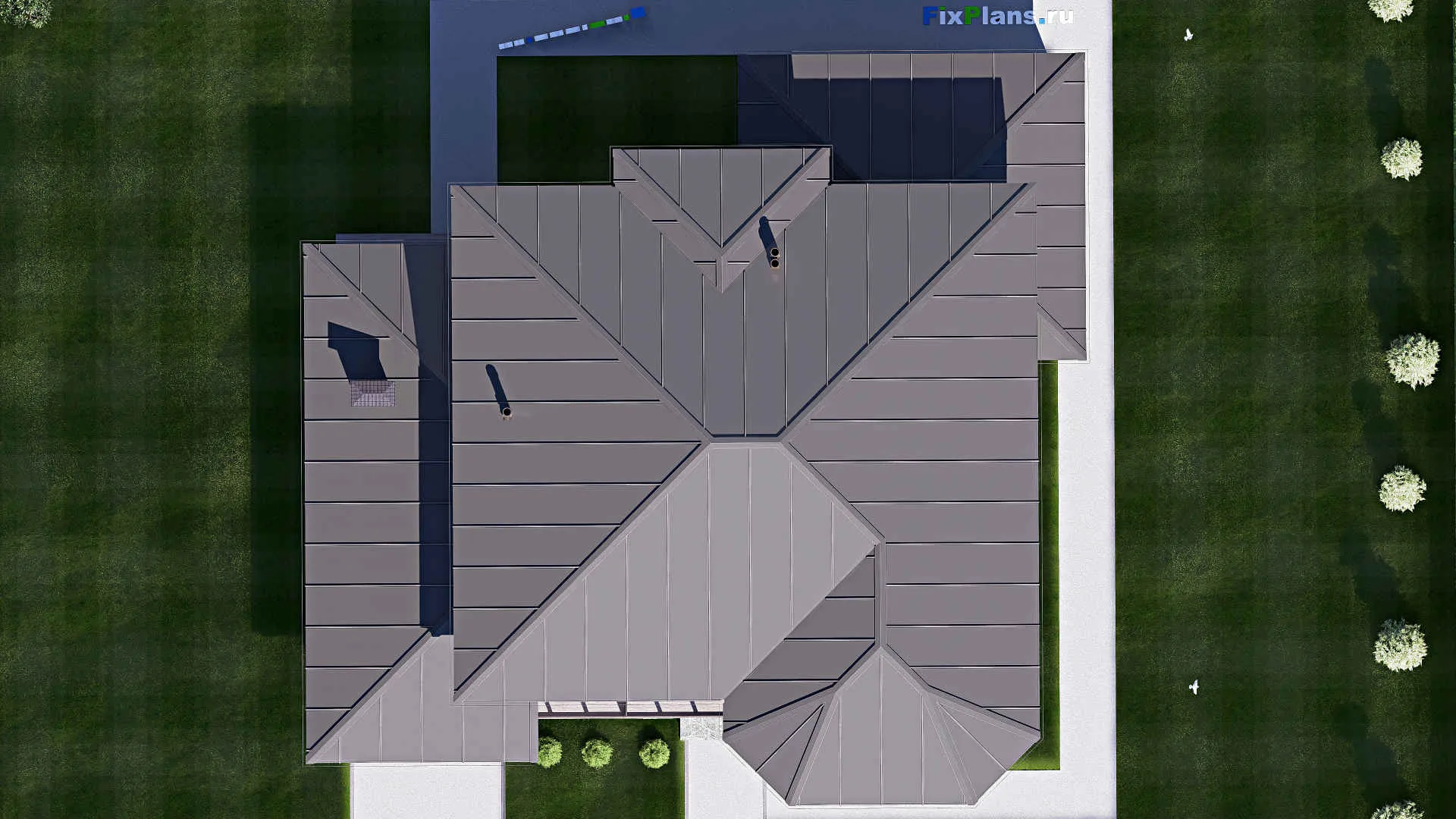 F-18215 - Проект двухэтажного дома 19 на 20, площадью 360 м² с террасой, балконом, гаражом на 1 машину и 5 спальнями