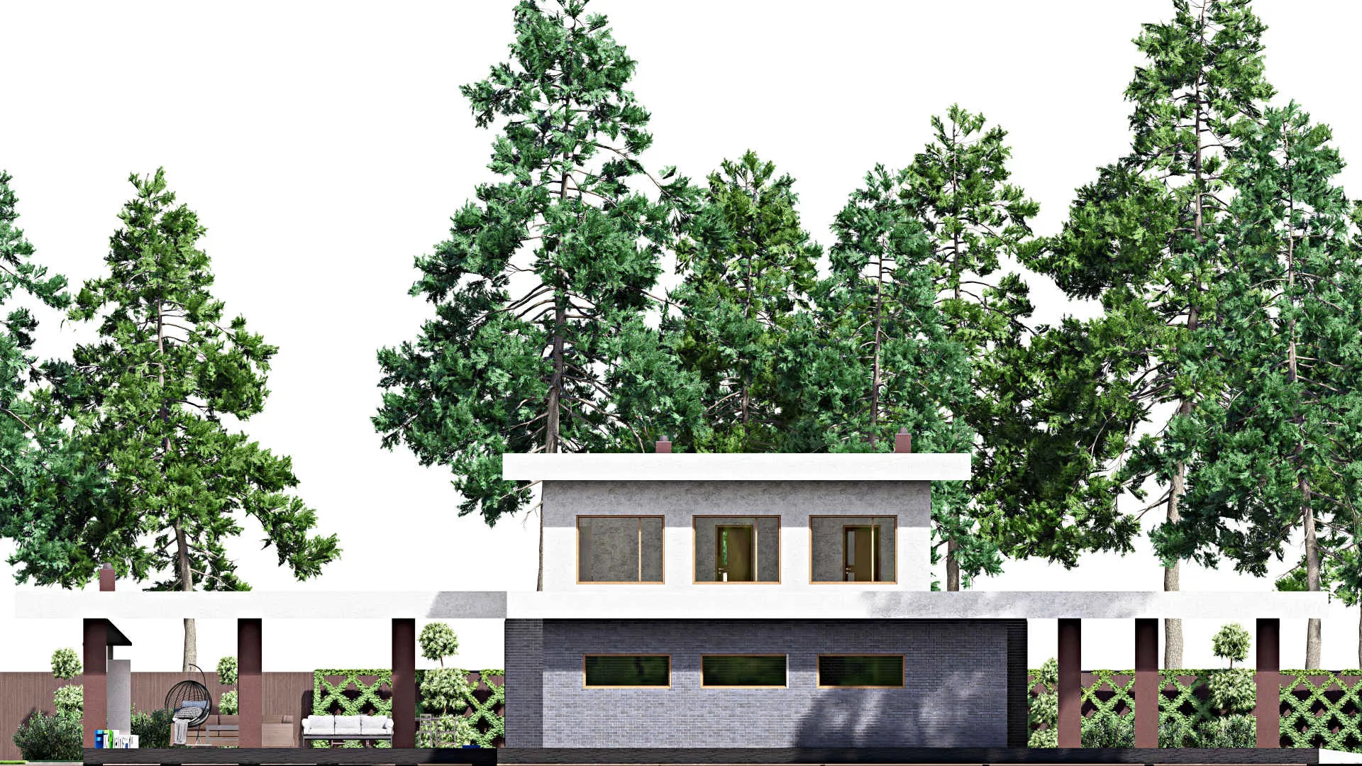 F-5327 - Планы двухэтажного дома 22 на 33, площадью 360 м² с террасой, баней, гаражом на 2 машины и 3 спальнями