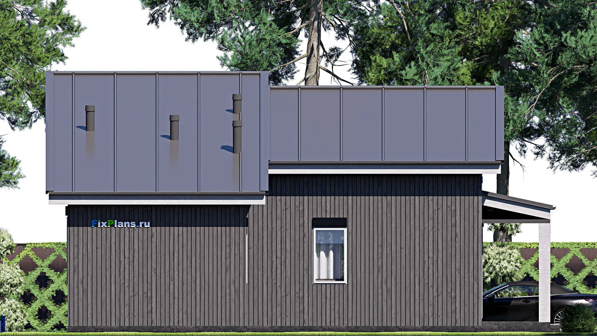 F-20447 - Проект одноэтажного дома 13 на 14, площадью 120 м² с террасой и 2 спальнями